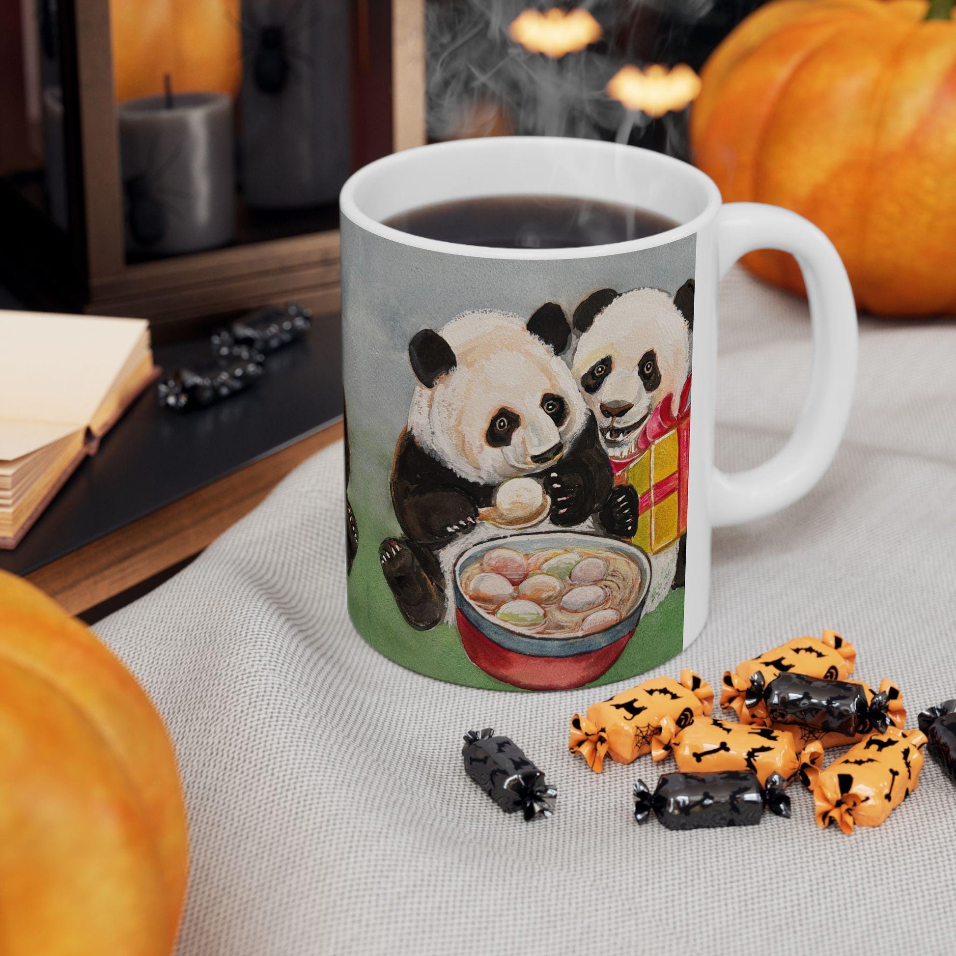 Panda Love Ceramic Mug - Cute Animal Mug for Tea/Coffee Lovers, Gift for Birthdays, Valentine's Day, Housewarming, Collectible, Lantern art