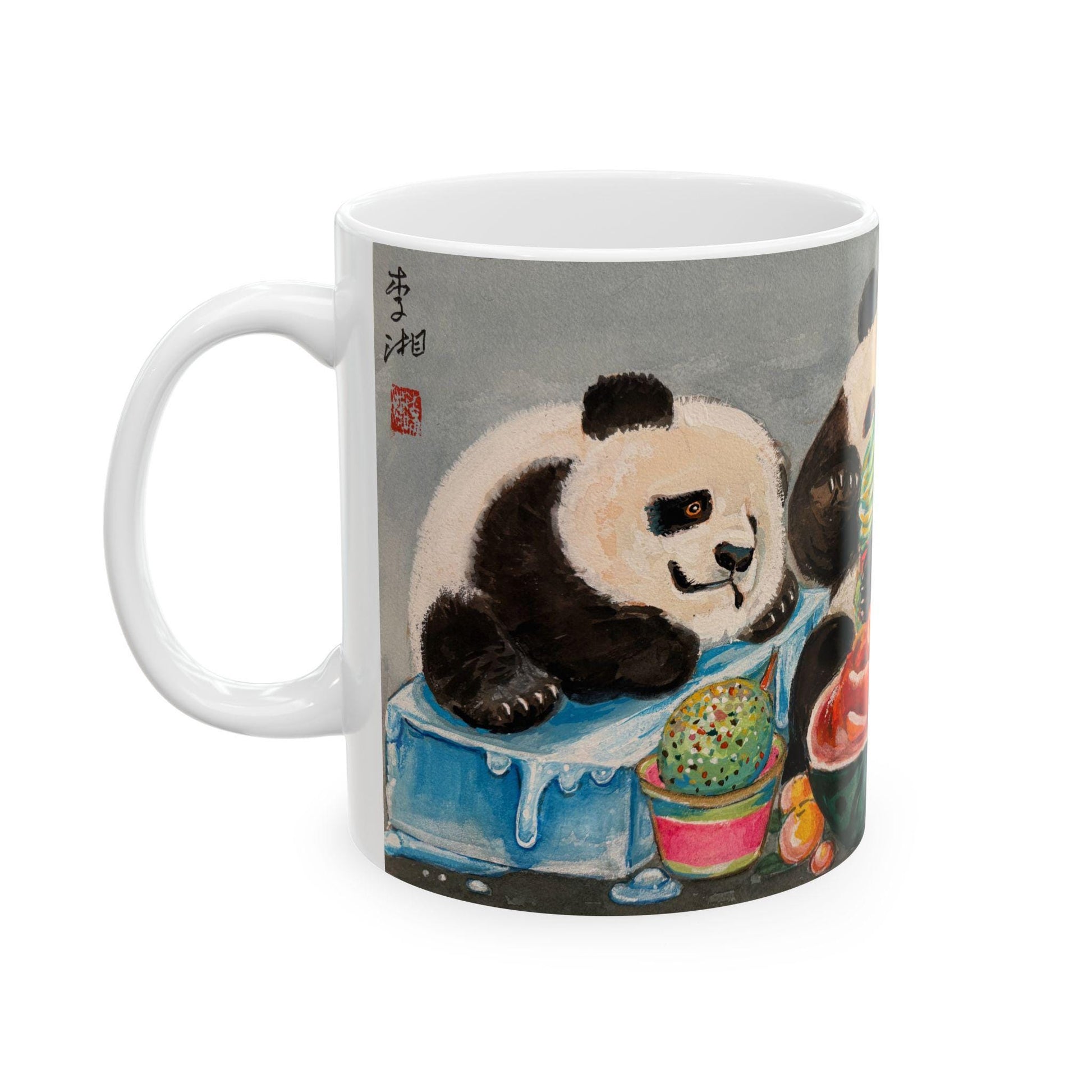 Ceramic Panda Mug, Panda eating ice cream, Cute Animal Drinkware for Coffee/Tea Lovers, Adorable Gift for Birthdays, Holidays, Housewarming