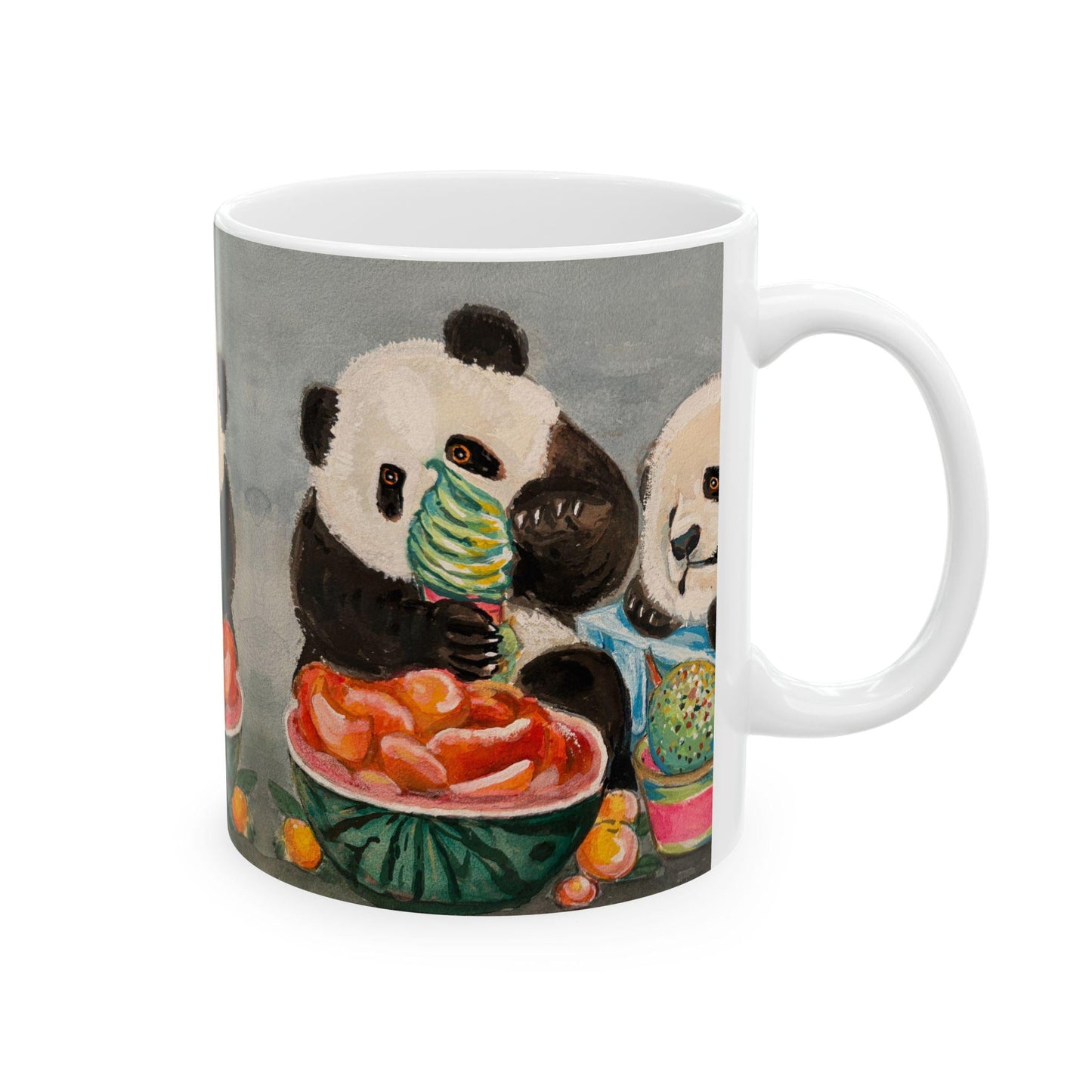 Ceramic Panda Mug, Panda eating ice cream, Cute Animal Drinkware for Coffee/Tea Lovers, Adorable Gift for Birthdays, Holidays, Housewarming