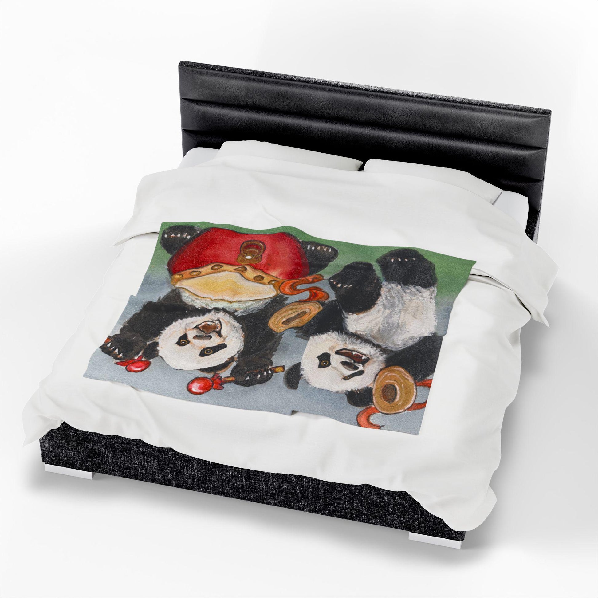 Musical Pandas Velveteen Plush Blanket, Cozy Gift for Kids, Nursery Decor, Fun Animal Blanket, Gift for Birthdays, Baby Showers, Soft Throw