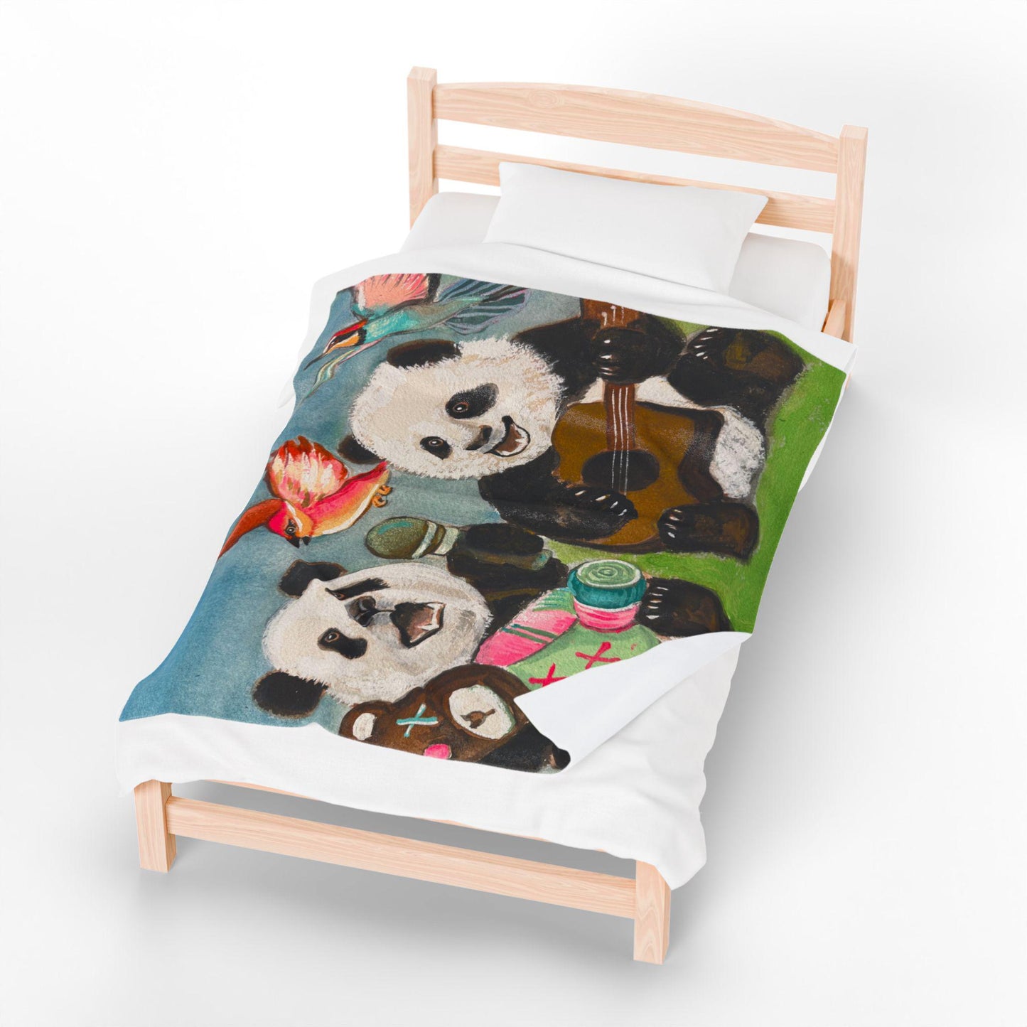 Cozy Panda Plush Blanket, Musical Panda Bears Kids Soft Throw, Cute Animal Decor, Perfect Gift for Baby Showers, Nursery, or Sleepovers