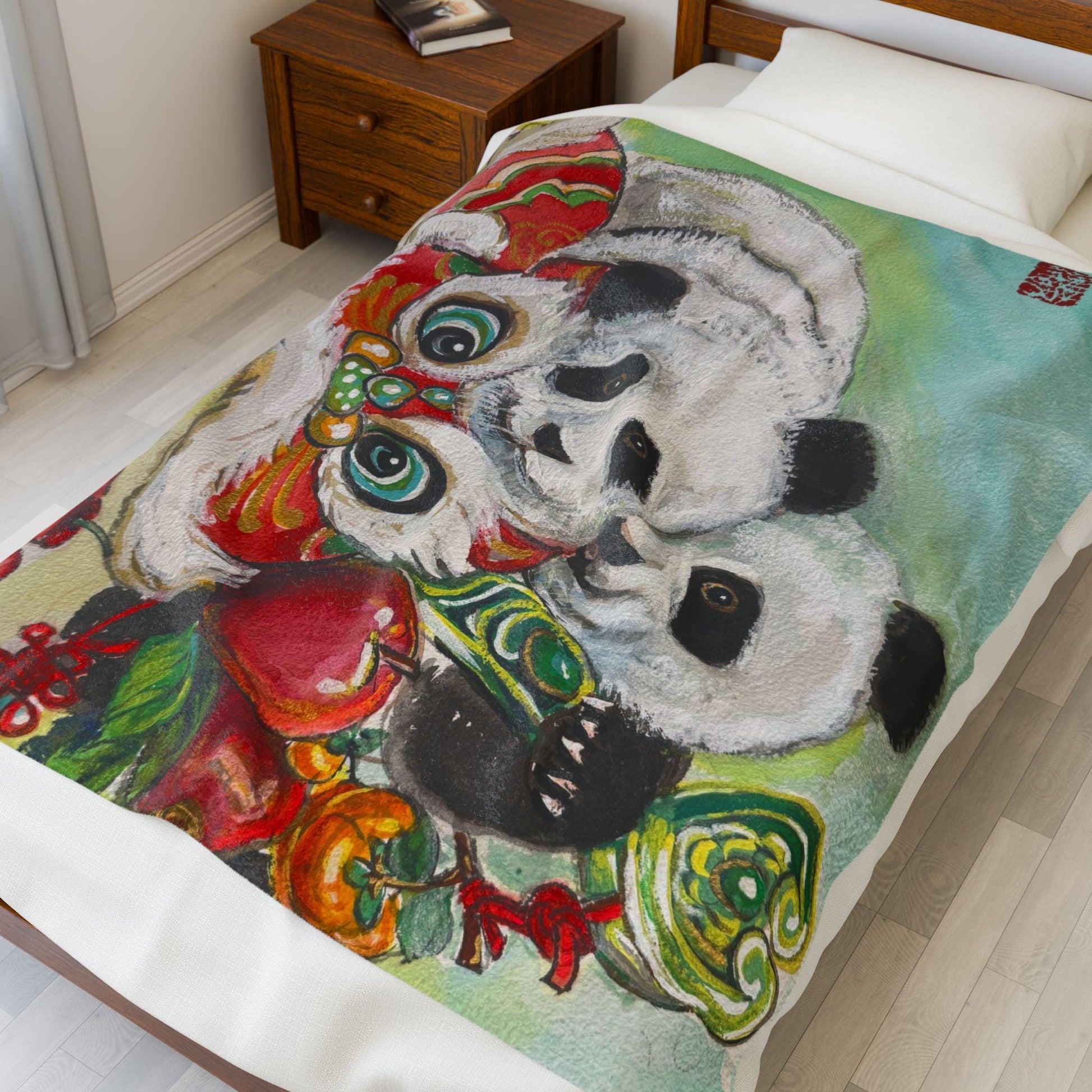 Cozy Panda Plush Blanket, Lion Dance Cute Animal Throw for Kids, Soft Luxury Home Decor, Gift for Birthdays, Nurseries, Holidays