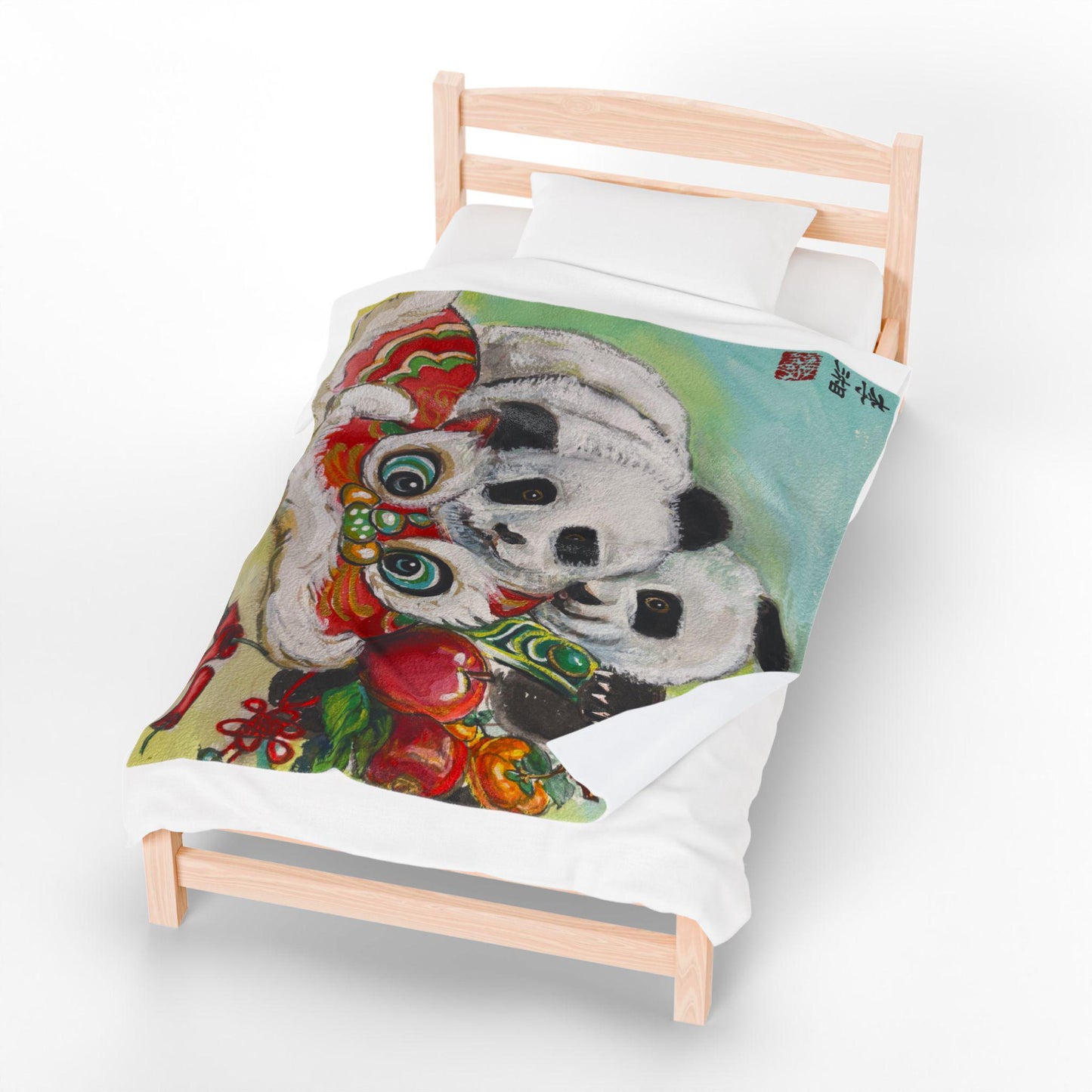 Cozy Panda Plush Blanket, Lion Dance Cute Animal Throw for Kids, Soft Luxury Home Decor, Gift for Birthdays, Nurseries, Holidays