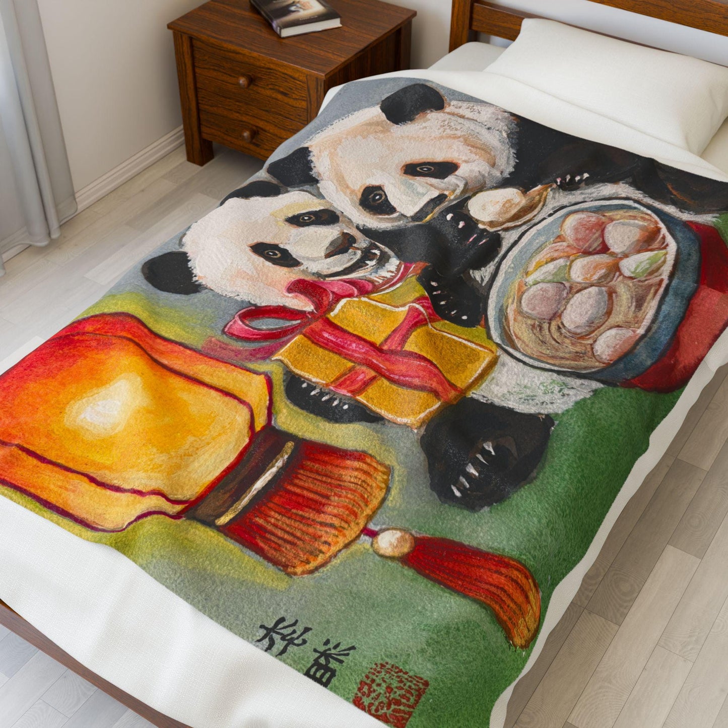 Cozy Panda Plush Blanket - Cute Panda Design, Child's Gift, Home Decor, Snuggle Blanket, Kids Room Accessory, Lunar New Year Gift