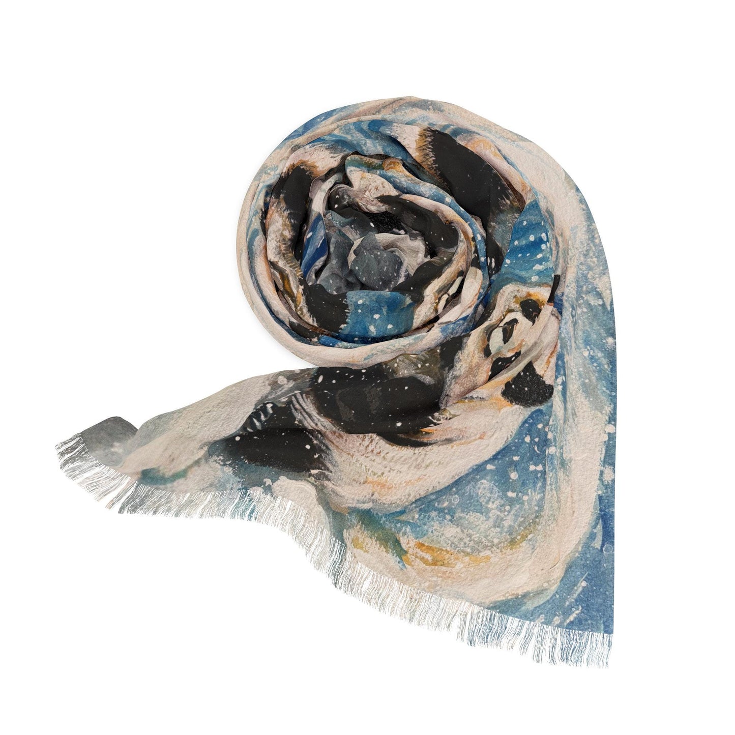 Whimsical Panda Light Scarf, Cute Animal Fashion Accessory, Fun Winter Wrap, Pandas Playing in Snow, Perfect Gift for Kids and Adults