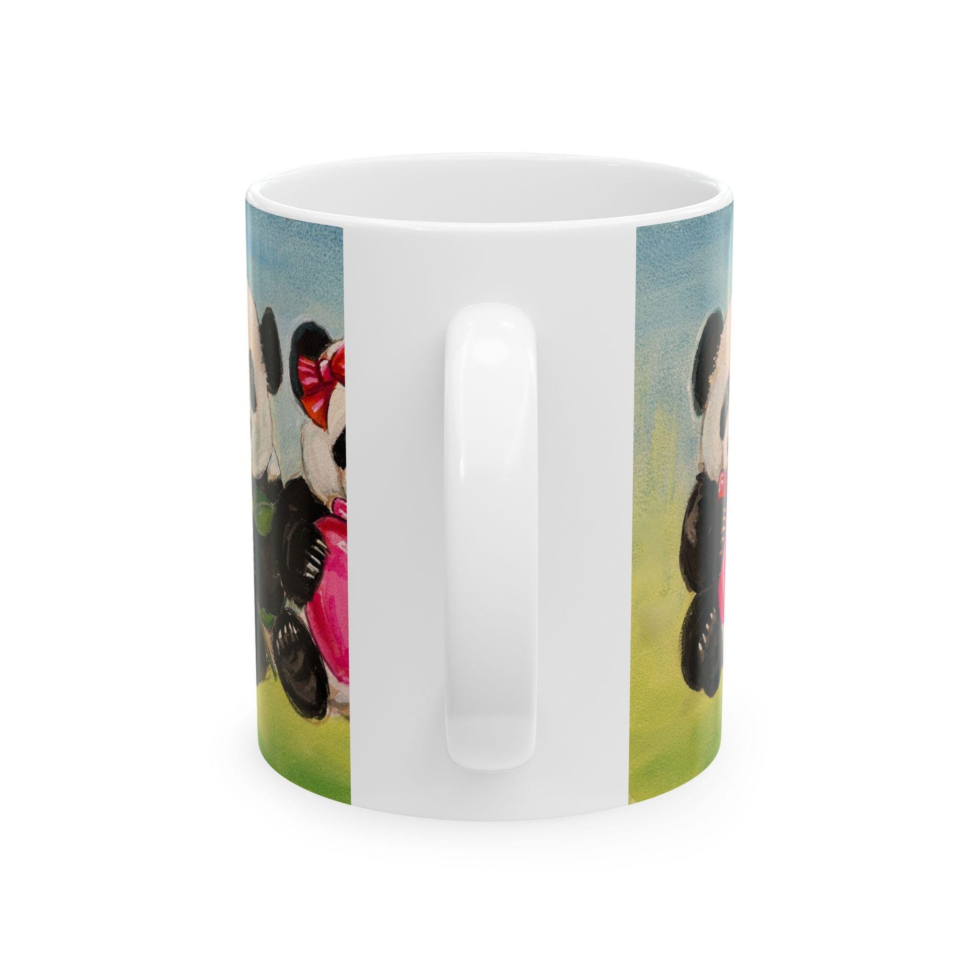 Cute Panda Rose and Heart Mug, Gift for Animal Lovers, Birthday Present, Floral Mug, Coffee Tea Lover Gift, Cute Kitchen Decor