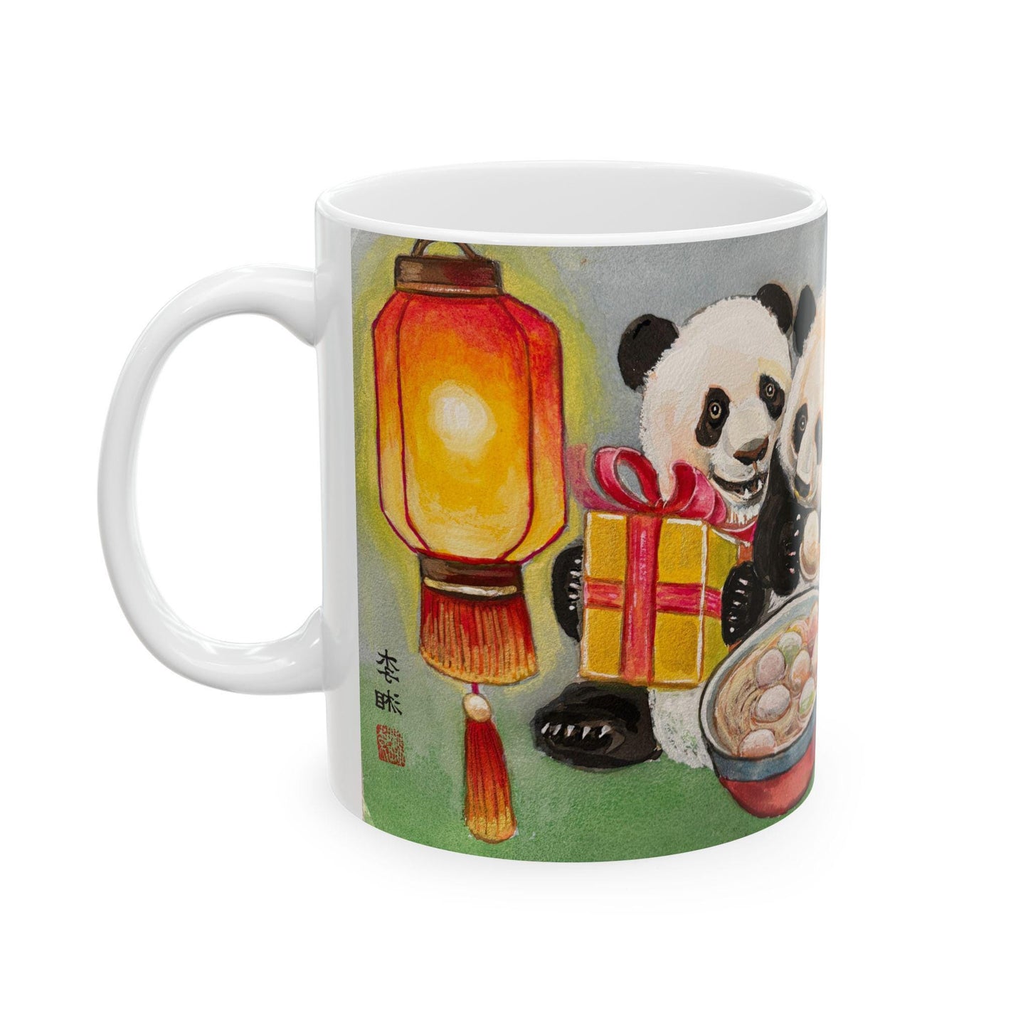 Panda Love Ceramic Mug - Cute Animal Mug for Tea/Coffee Lovers, Gift for Birthdays, Valentine's Day, Housewarming, Collectible, Lantern art