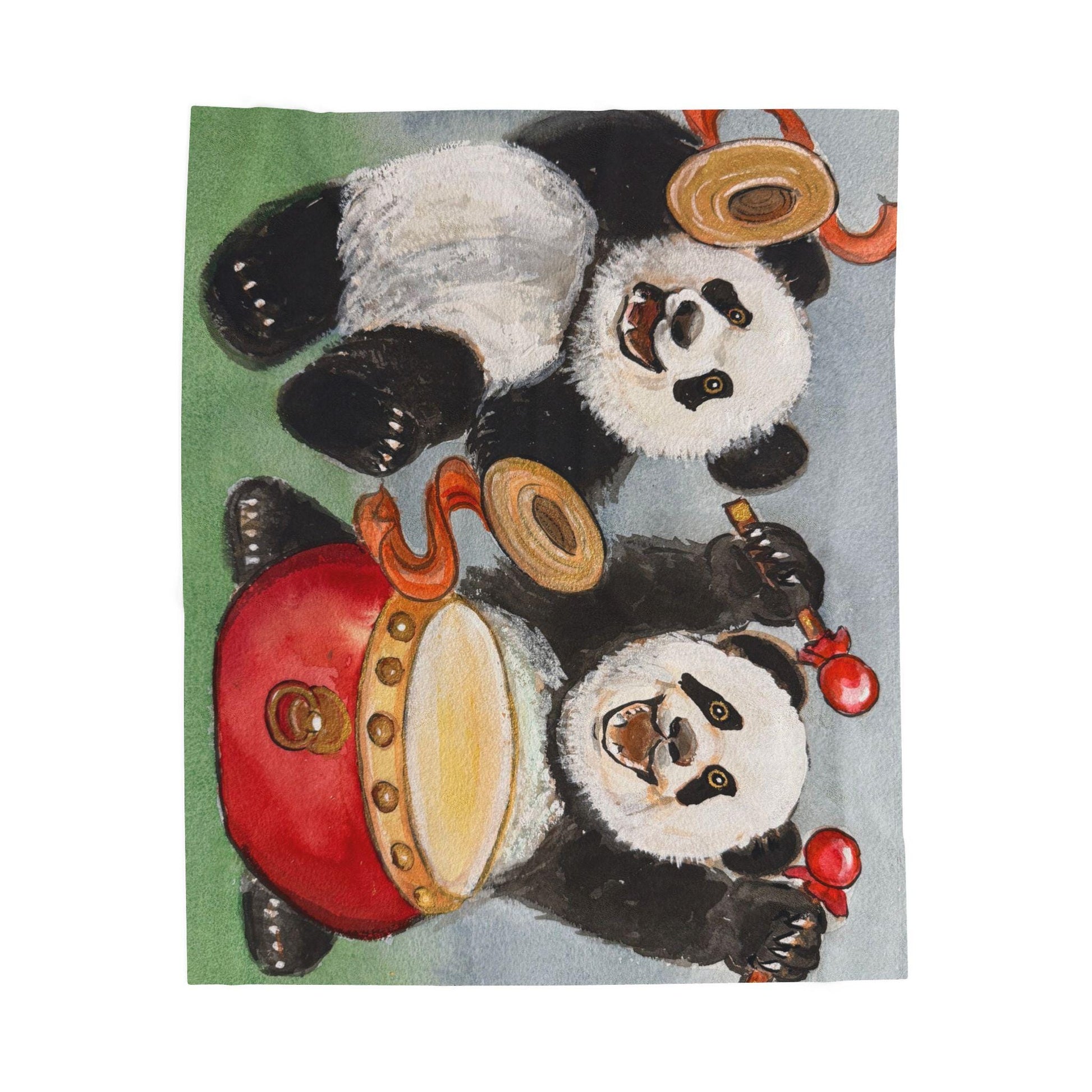 Musical Pandas Velveteen Plush Blanket, Cozy Gift for Kids, Nursery Decor, Fun Animal Blanket, Gift for Birthdays, Baby Showers, Soft Throw