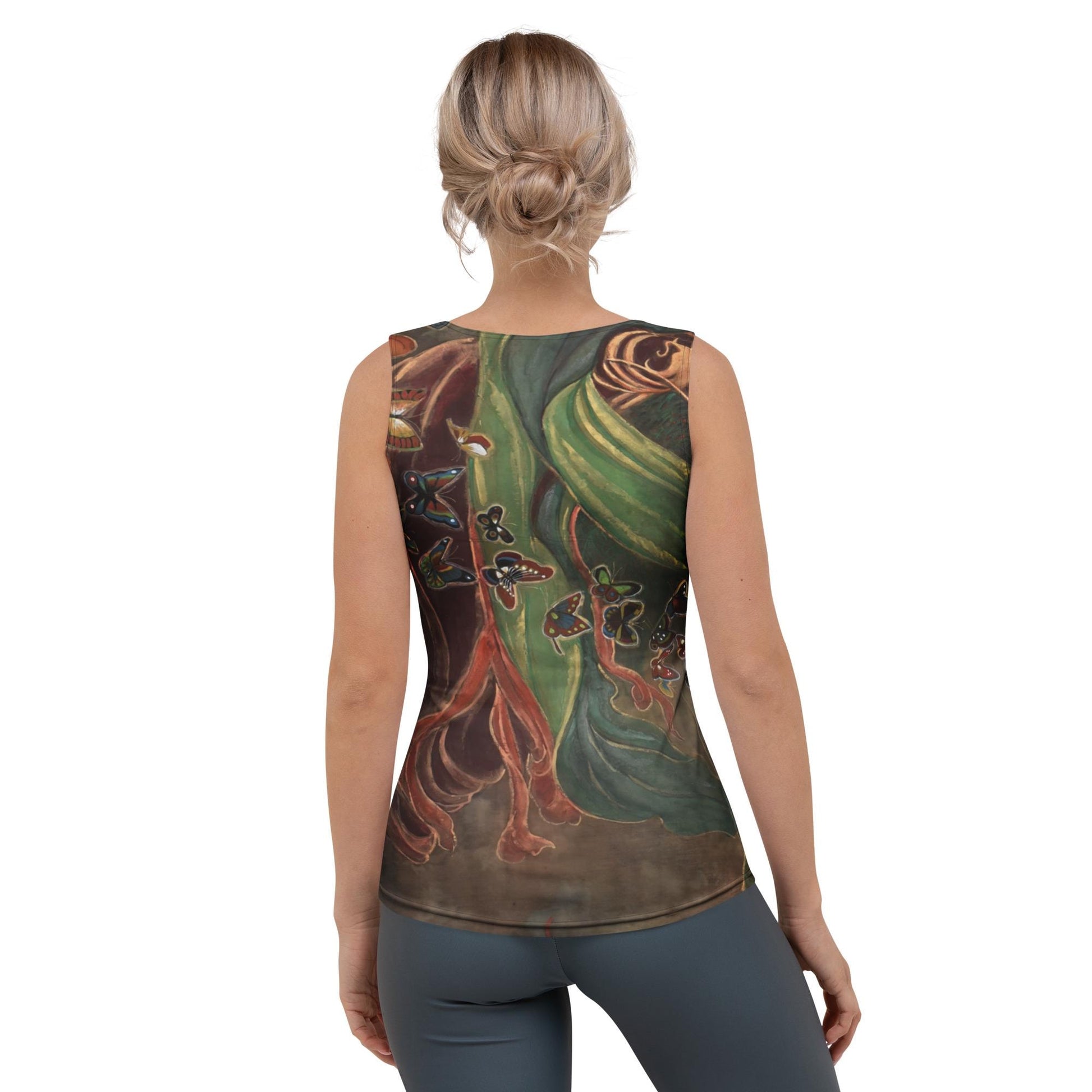 Empress and Butterflies in the garden, Sublimation Cut & Sew Tank Top, Watercolor painting print, elegant, chic, gift idea for her