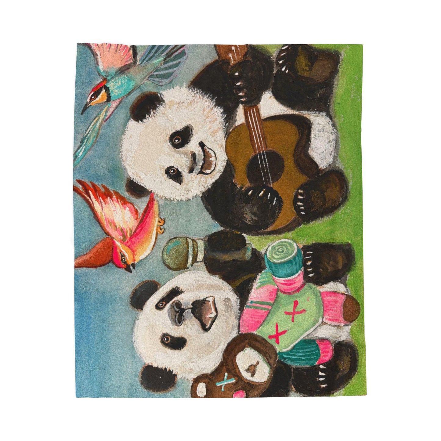 Cozy Panda Plush Blanket, Musical Panda Bears Kids Soft Throw, Cute Animal Decor, Perfect Gift for Baby Showers, Nursery, or Sleepovers