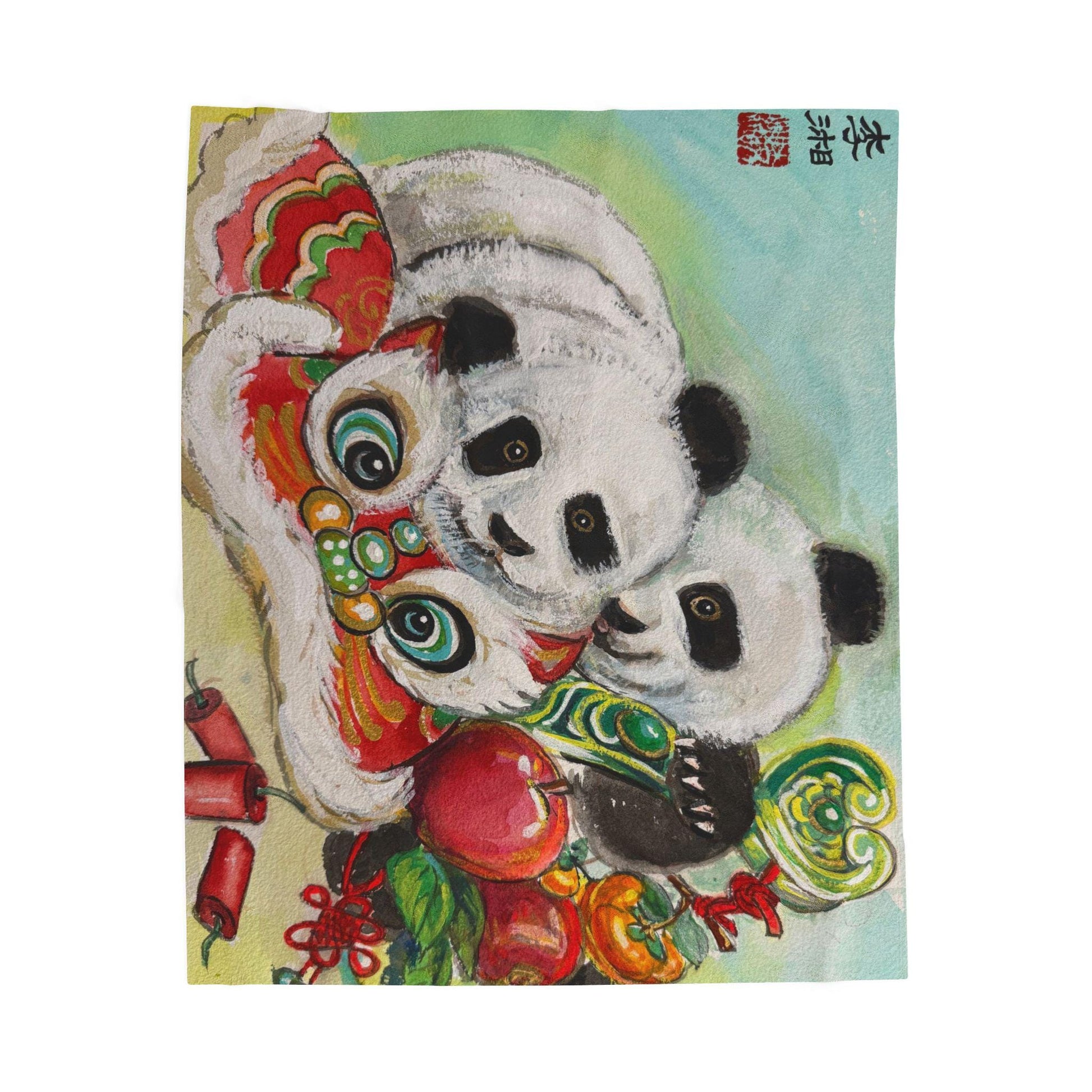 Cozy Panda Plush Blanket, Lion Dance Cute Animal Throw for Kids, Soft Luxury Home Decor, Gift for Birthdays, Nurseries, Holidays