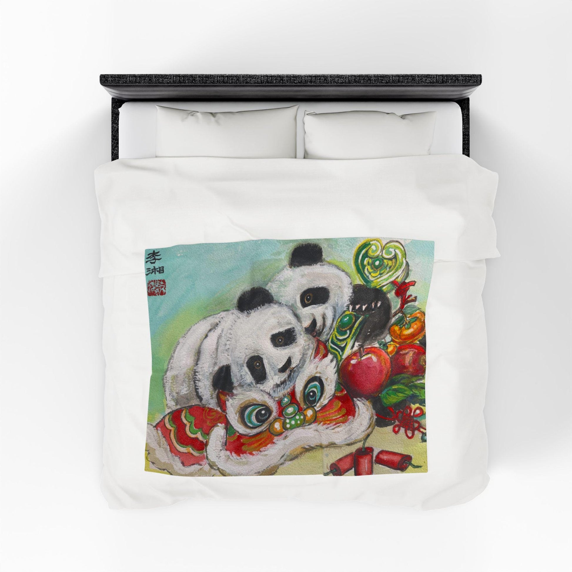 Cozy Panda Plush Blanket, Lion Dance Cute Animal Throw for Kids, Soft Luxury Home Decor, Gift for Birthdays, Nurseries, Holidays