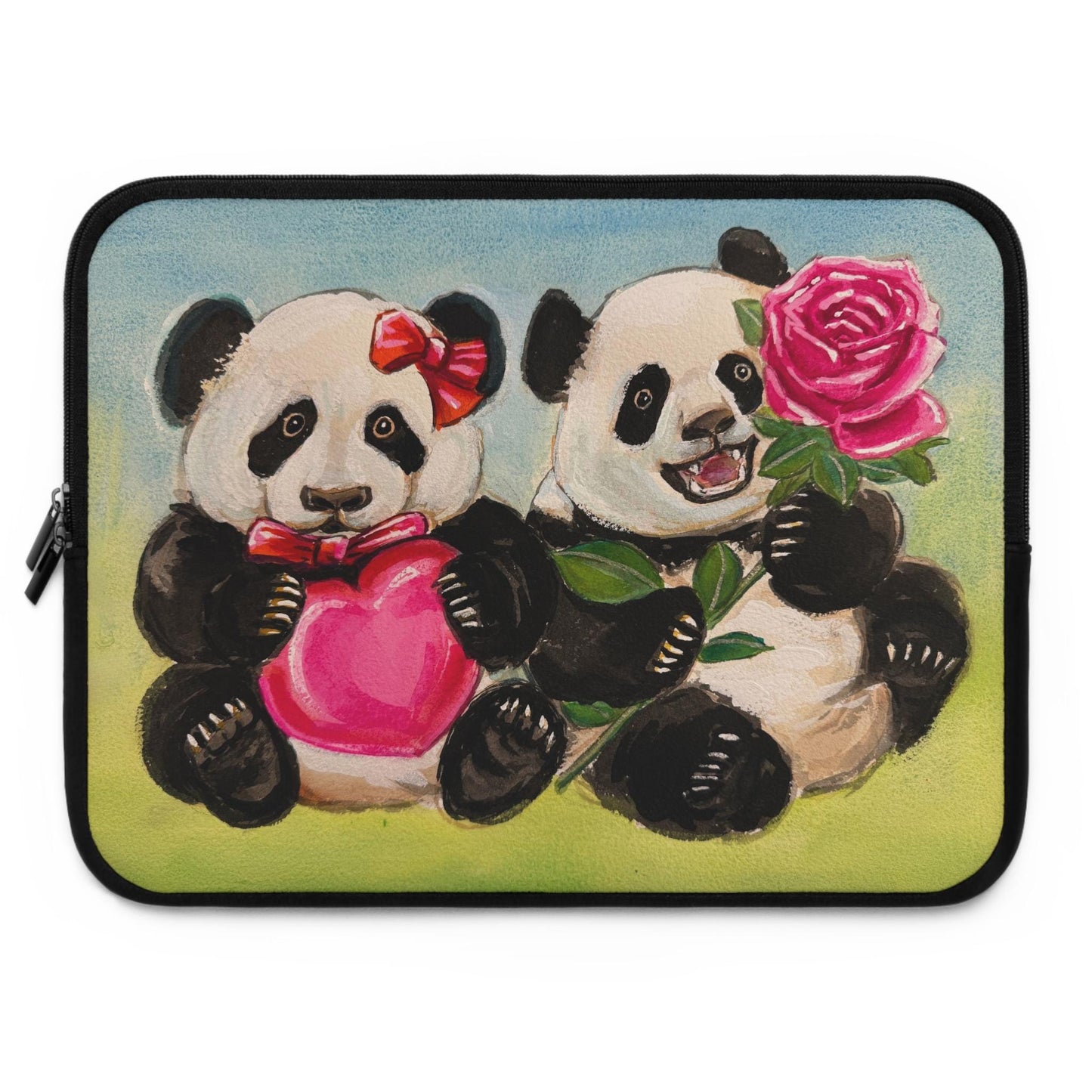 Cute Pandas Laptop Sleeve, Adorable Tech Case, Gift for Students, Valentine's Day Present, Pandas in Love, Back to School, 5 sizes available