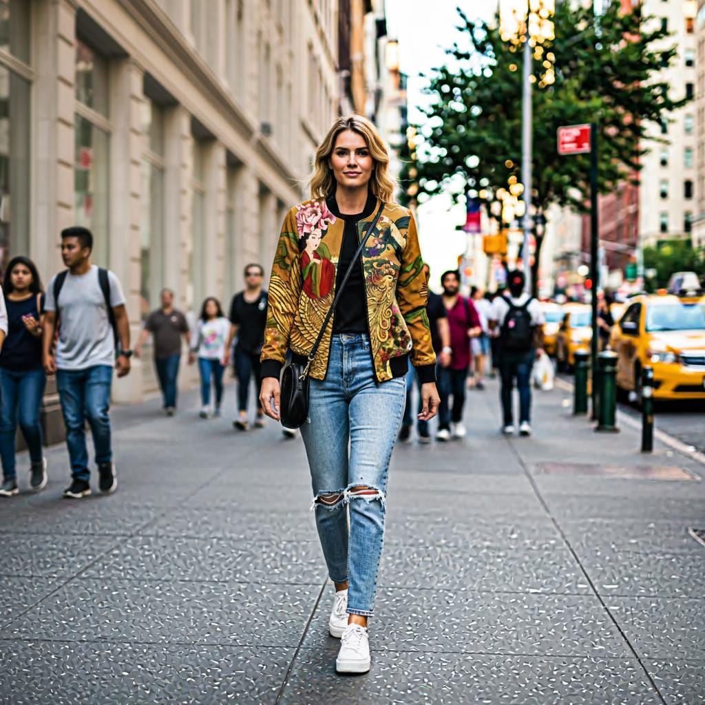 Women's Bomber Jacket - Chinese Empresses Design, Stand-Collar, Ribbed Cuffs - Cute & Badass Outerwear, Exclusive Piece. Gift for Her