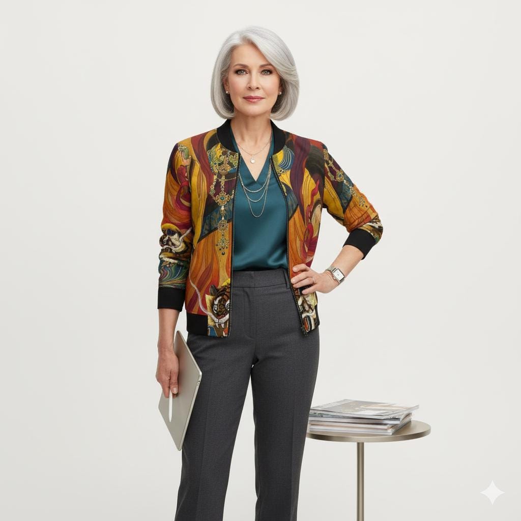 Watercolor Chinese Empress Women's Bomber Jacket, Unique Artwear, Statement Piece, Gift for Her, Chinese Empress Jacket, Women's Outerwear