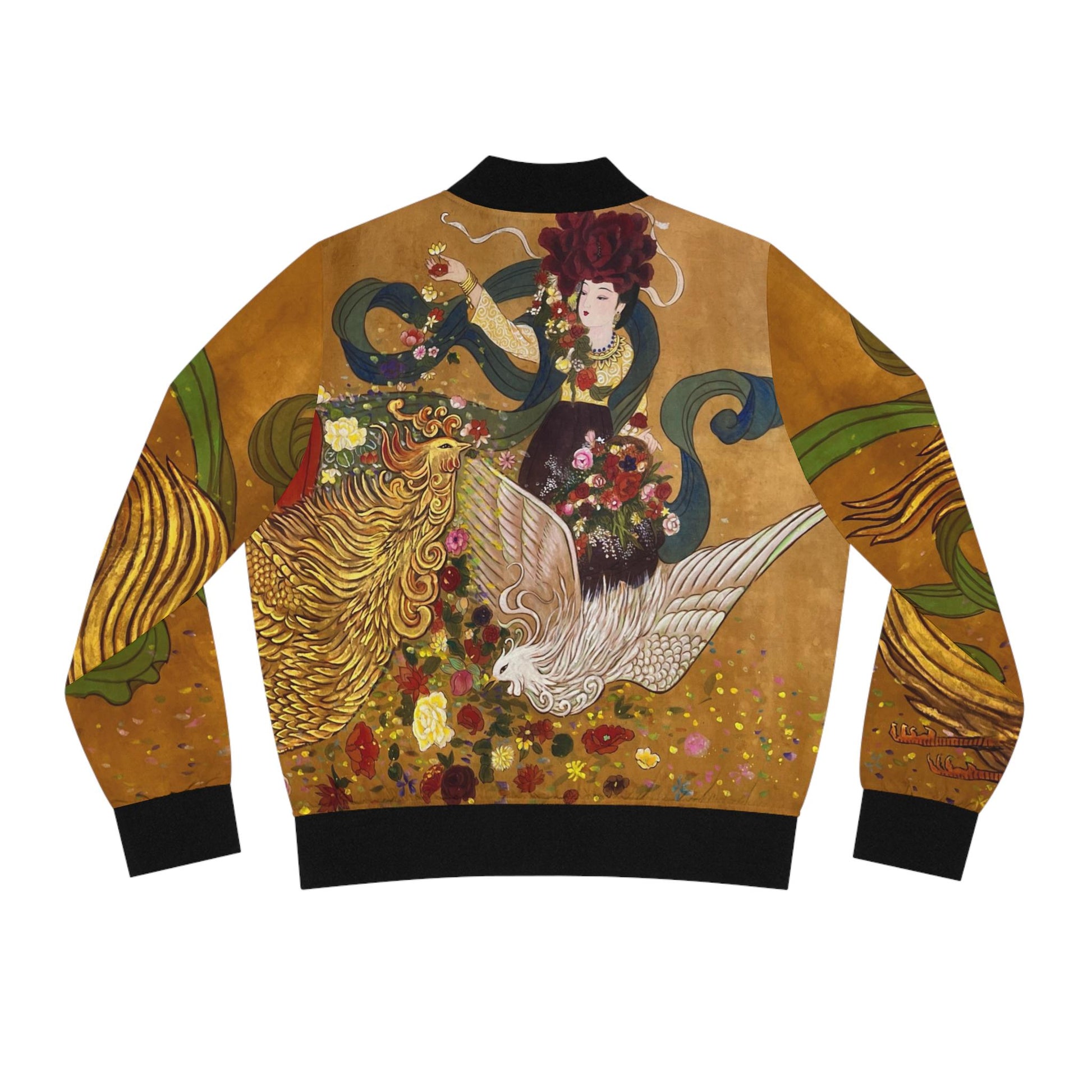 Women's Bomber Jacket - Chinese Empresses Design, Stand-Collar, Ribbed Cuffs - Cute & Badass Outerwear, Exclusive Piece. Gift for Her