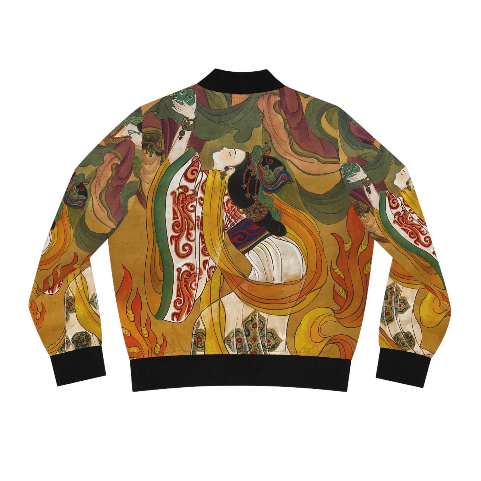 Chinese Empresses Women's Bomber Jacket, Vibrant Colors, Stand-Collar, Ribbed Cuffs, Durable, Comfortable, Unique Statement Piece