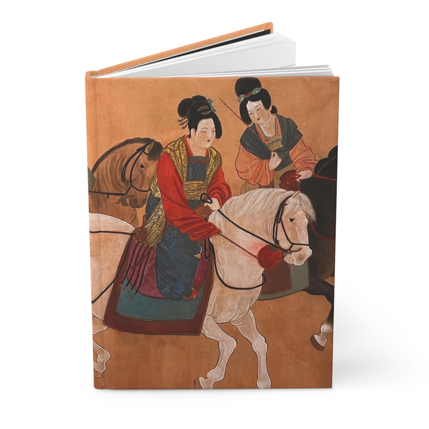Year of the Horse, Tang Dynasty Empresses, Artistic Hardcover Journal with Asian Horse Riders Design, Vintage Art Journal, Gift for Writers