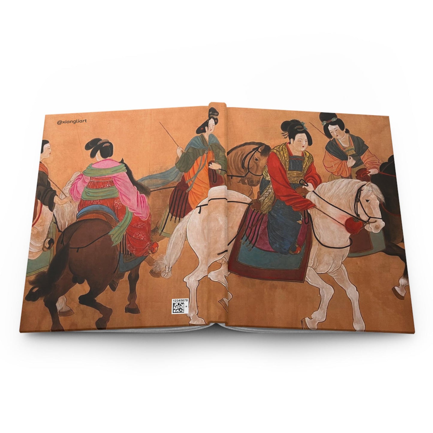 Year of the Horse, Tang Dynasty Empresses, Artistic Hardcover Journal with Asian Horse Riders Design, Vintage Art Journal, Gift for Writers