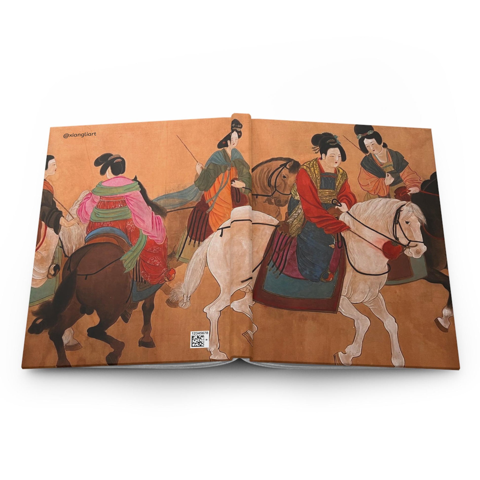 Year of the Horse, Tang Dynasty Empresses, Artistic Hardcover Journal with Asian Horse Riders Design, Vintage Art Journal, Gift for Writers