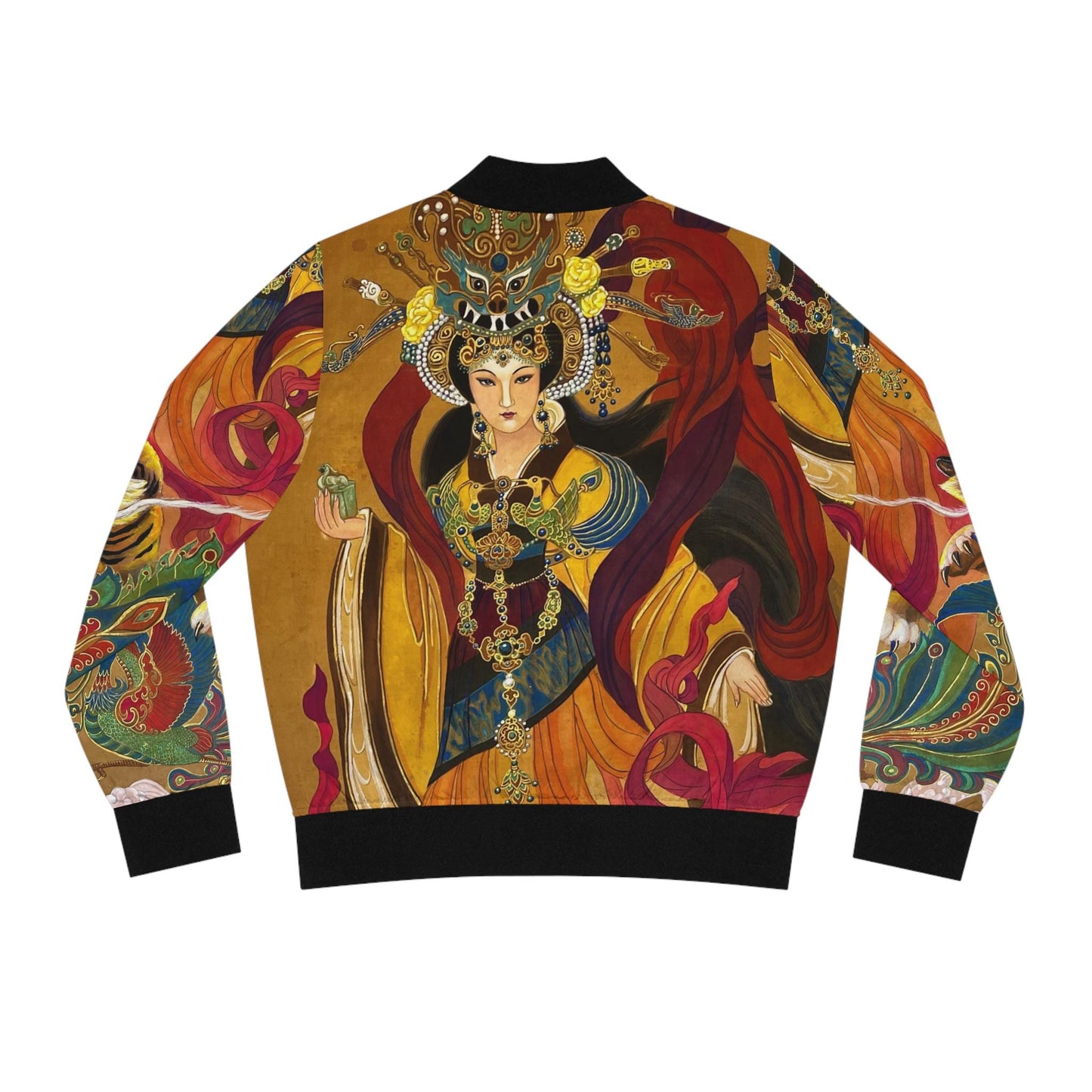 Watercolor Chinese Empress Women's Bomber Jacket, Unique Artwear, Statement Piece, Gift for Her, Chinese Empress Jacket, Women's Outerwear