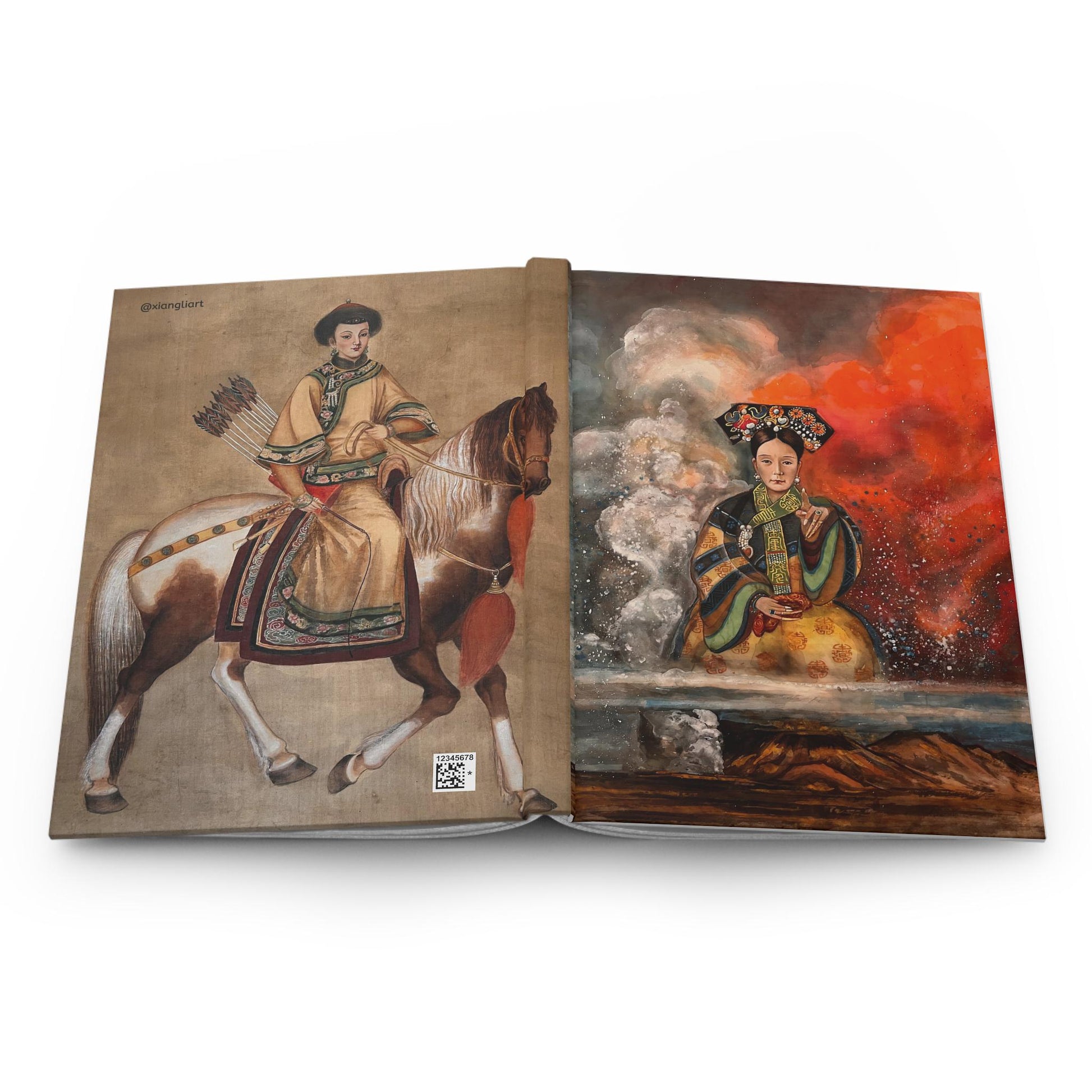 Empress Cixi Qing Dynasty Artistic Hardcover Journal with Unique Watercolor Design, Creative Writing Notebook, Gift for Artists