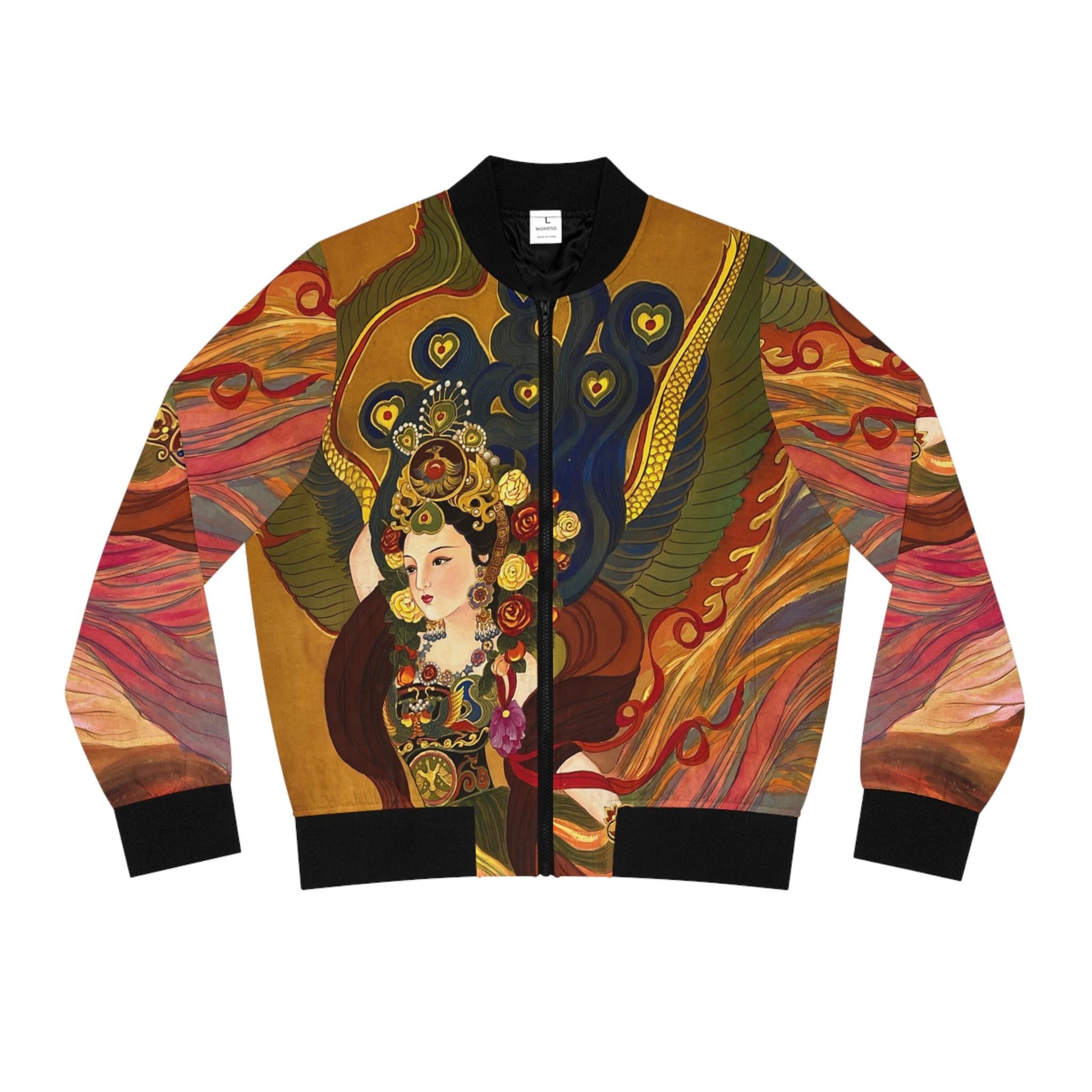 Chinese Empresses Women's Bomber Jacket - Outerwear Gift for Her, Ribbed Cuffs, Watercolor Art, Fashion Statement, Asian Inspired