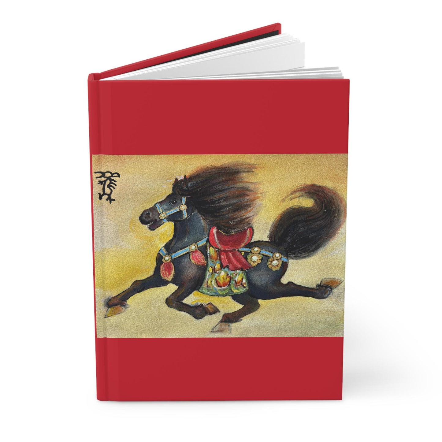 Chinese Watercolor Horse Hardcover Journal, Year of the Horse Gift, Lunar New Year 2026, Writers Notebook, Matte Cover