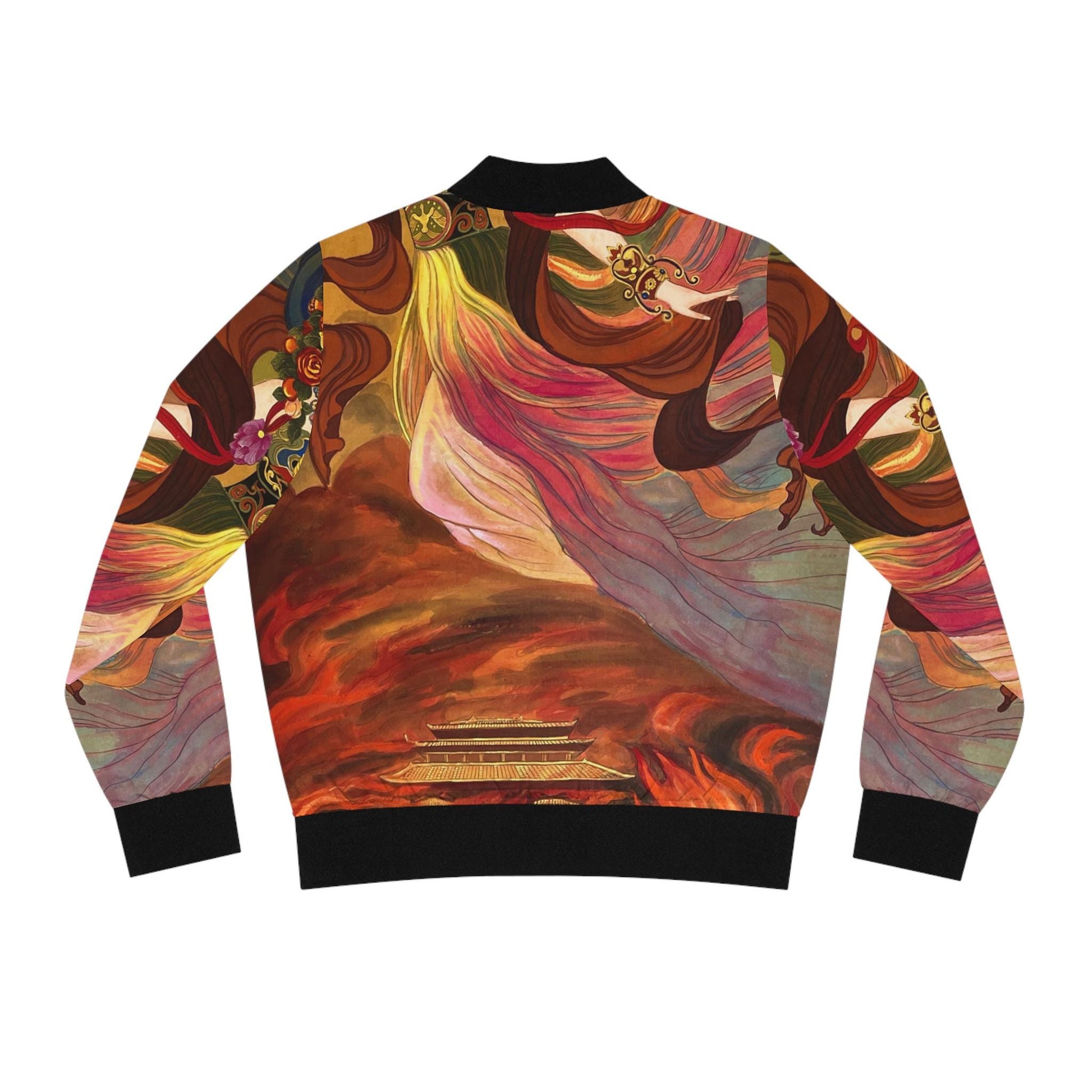 Chinese Empresses Women's Bomber Jacket - Outerwear Gift for Her, Ribbed Cuffs, Watercolor Art, Fashion Statement, Asian Inspired