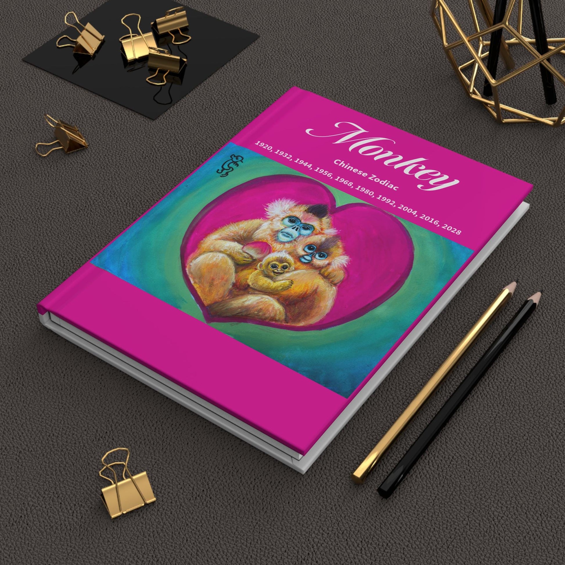 Monkey Chinese Zodiac Hardcover Journal | Monkey Illustration Notebook