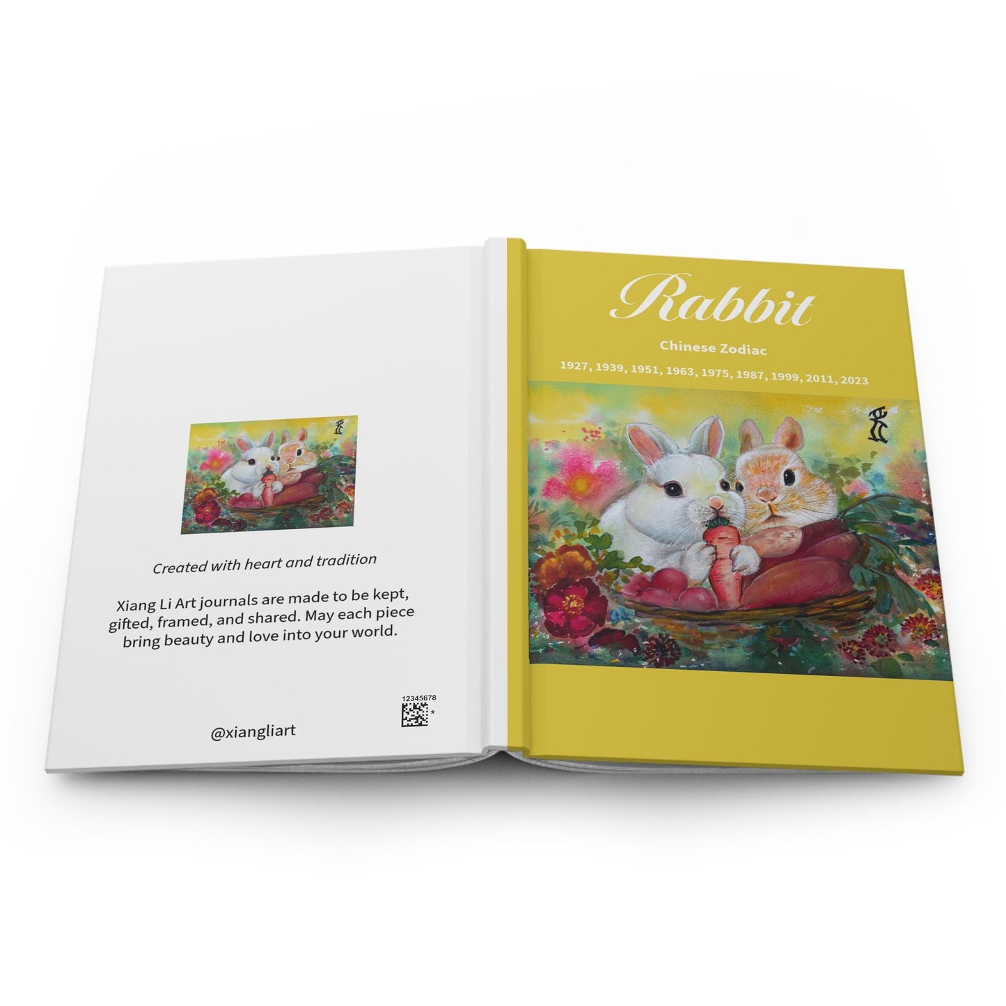 Rabbit Chinese Zodiac Hardcover Journal | Bunny Illustration, 12-Year Cycle Years