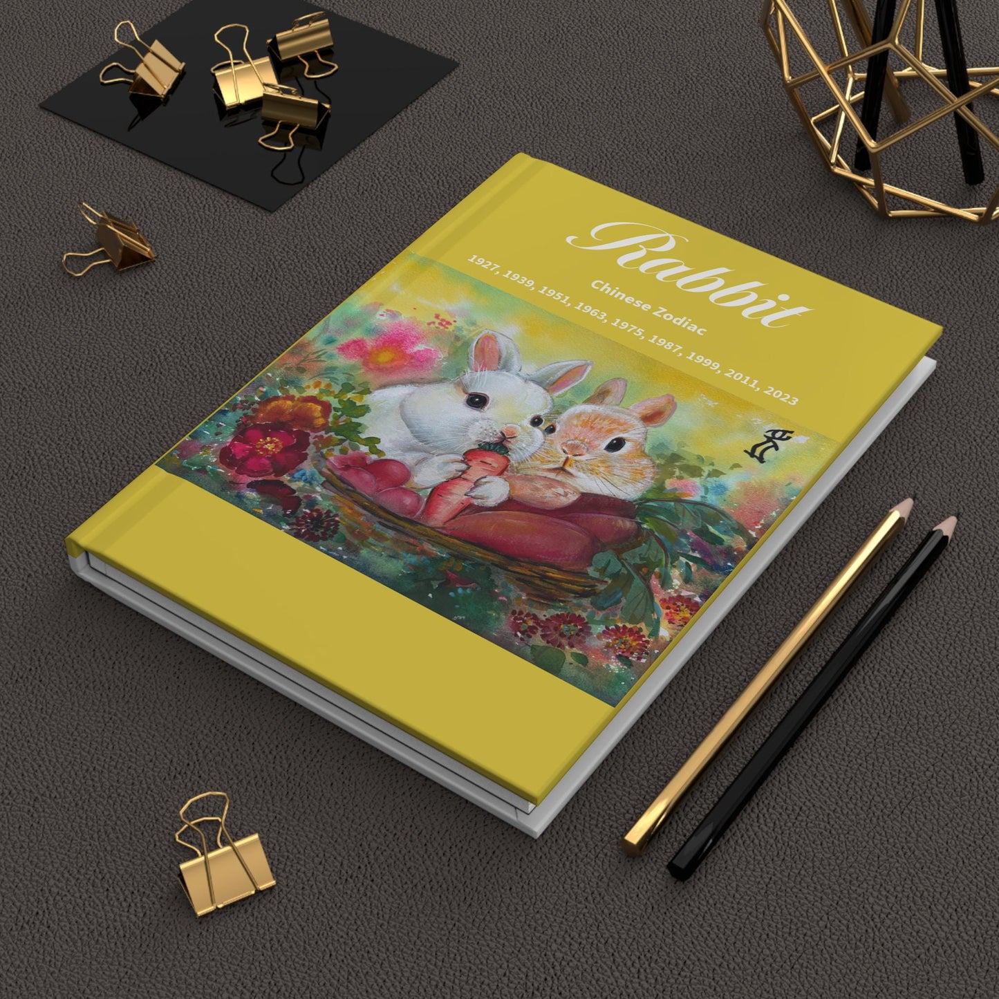 Rabbit Chinese Zodiac Hardcover Journal | Bunny Illustration, 12-Year Cycle Years