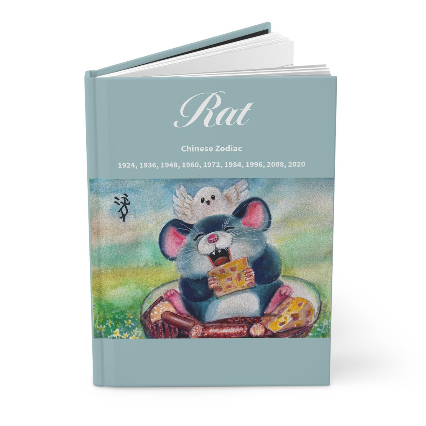 Rat Chinese Zodiac Hardcover Journal | Cute Watercolor Mouse Notebook
