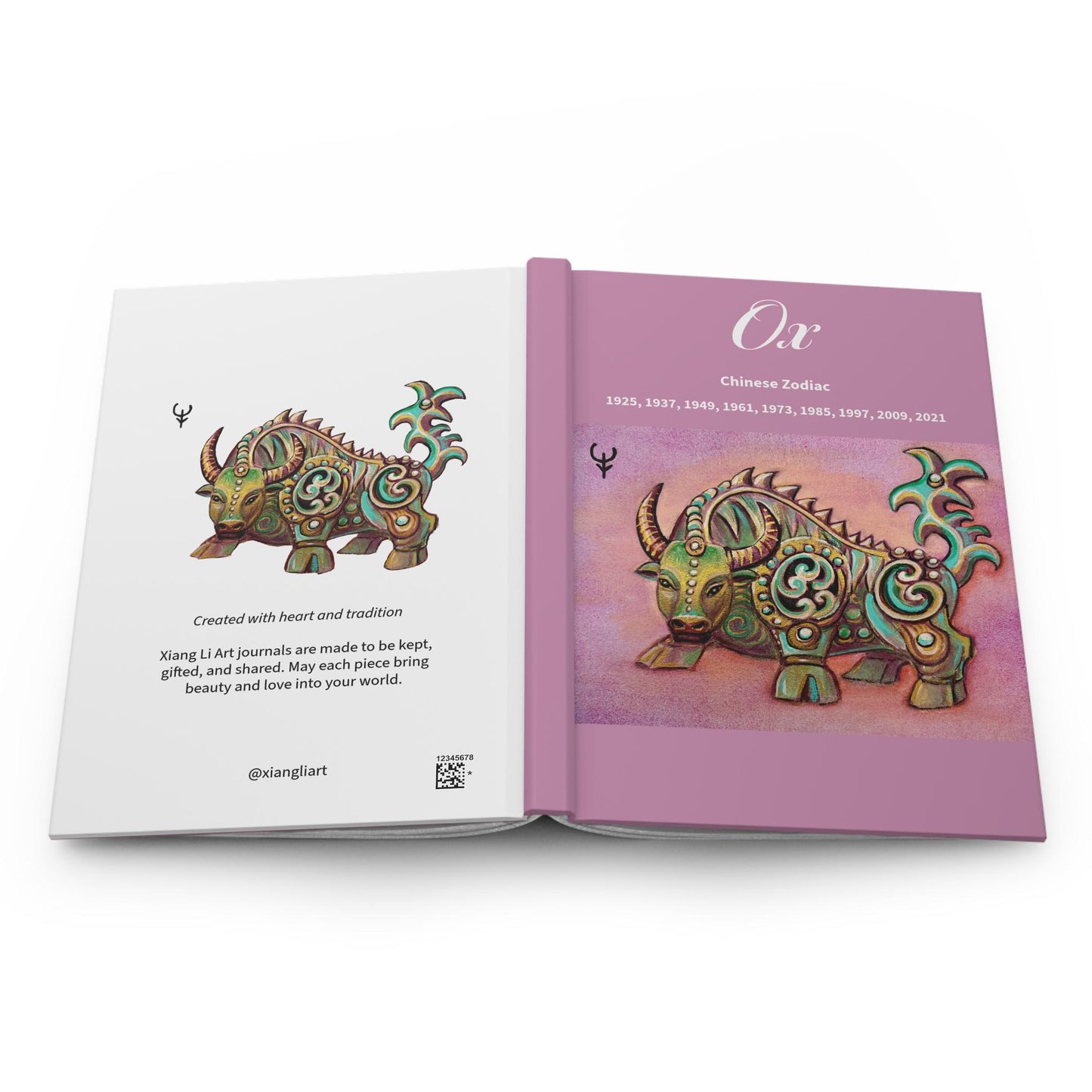 Ox Chinese Zodiac Hardcover Journal | Ox Zodiac Notebook, 1925-2021 Years