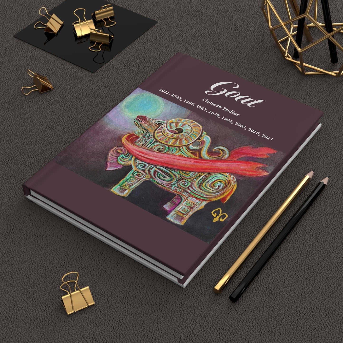 Chinese Zodiac Goat Hardcover Journal | Ram Illustration, Birth Years 1931-2027