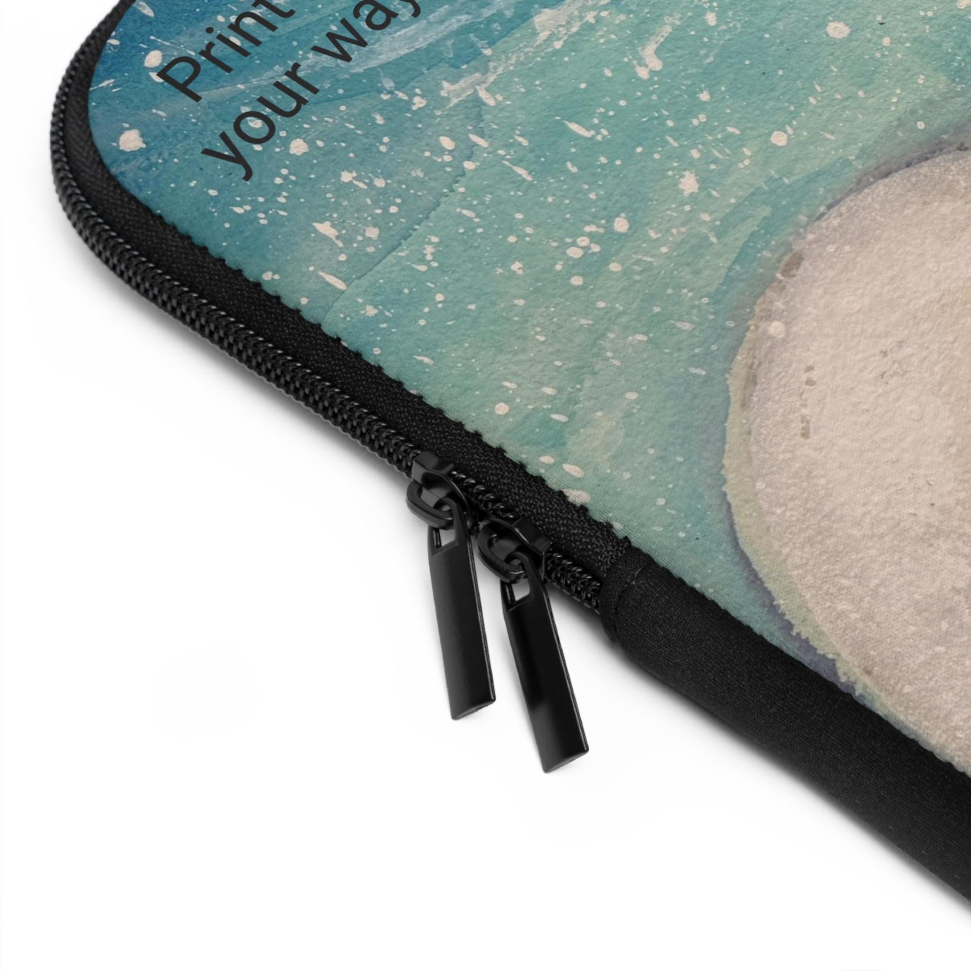 Panda and Snowman Winter Illustration Laptop Sleeve | Cute Holiday Snow Scene