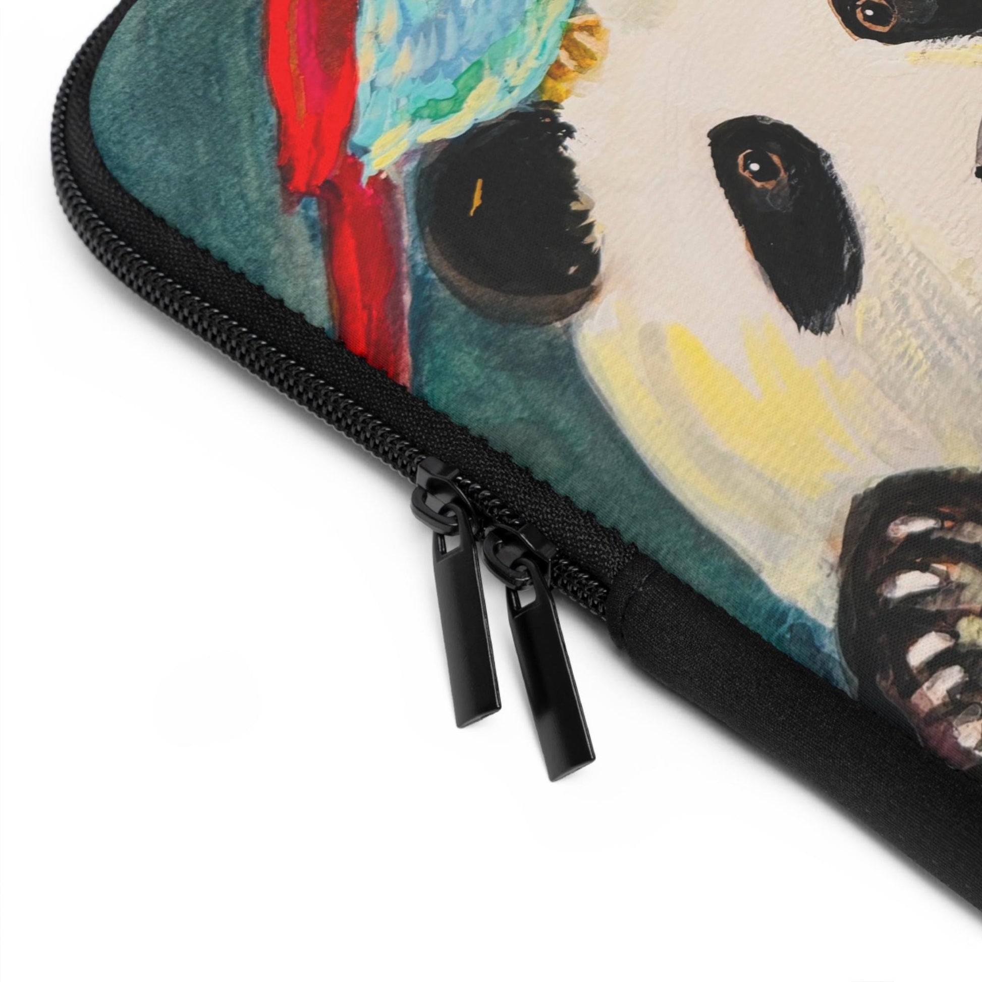 Baby and Panda Floral Art, Chinese Lunar New Year Gift, Laptop Sleeve | Colorful Nursery Illustration