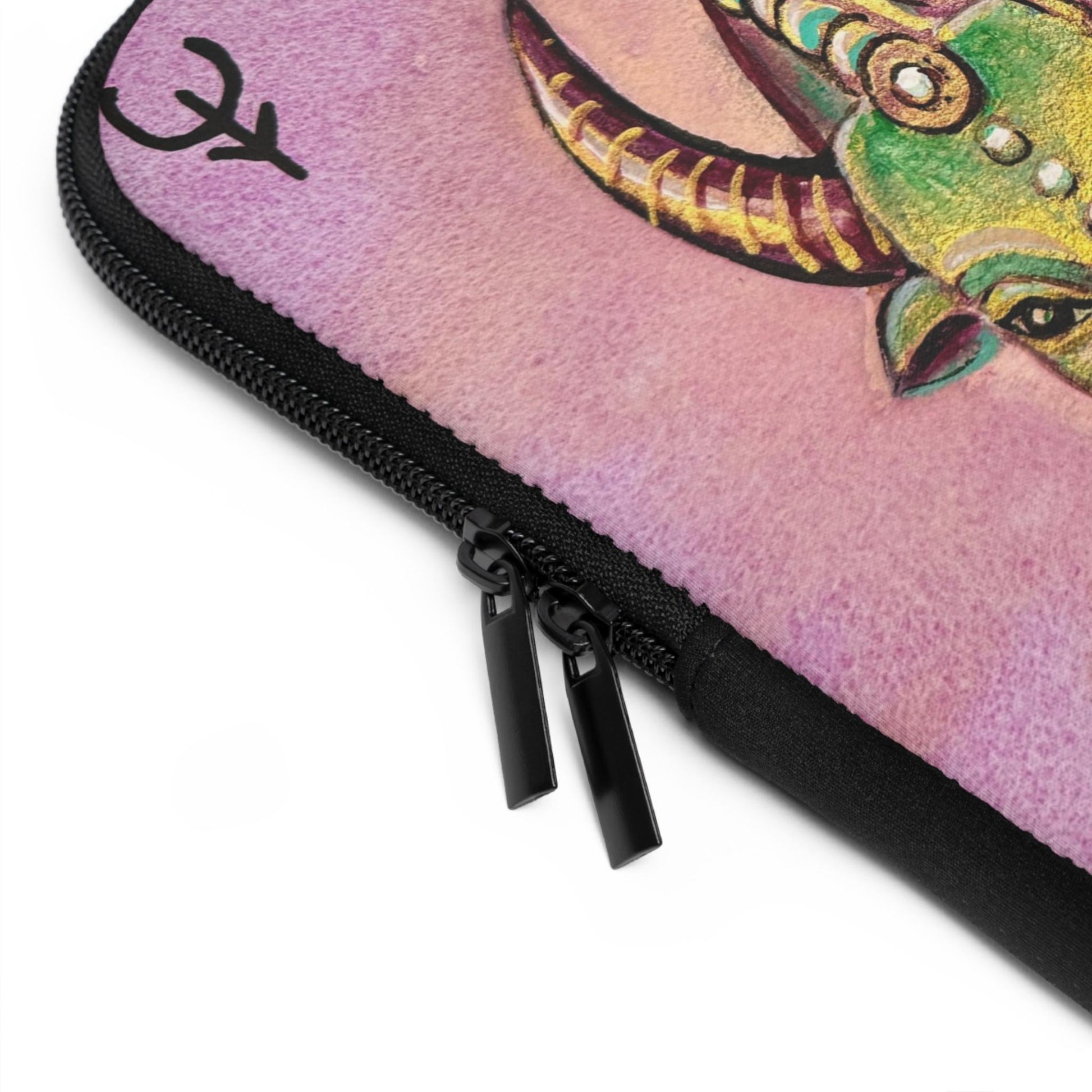 Decorative Jade Ox illustration Chinese Horoscope Lunar New Year Celebration Gift Laptop Sleeve | Zodiac Bull art, pastel background