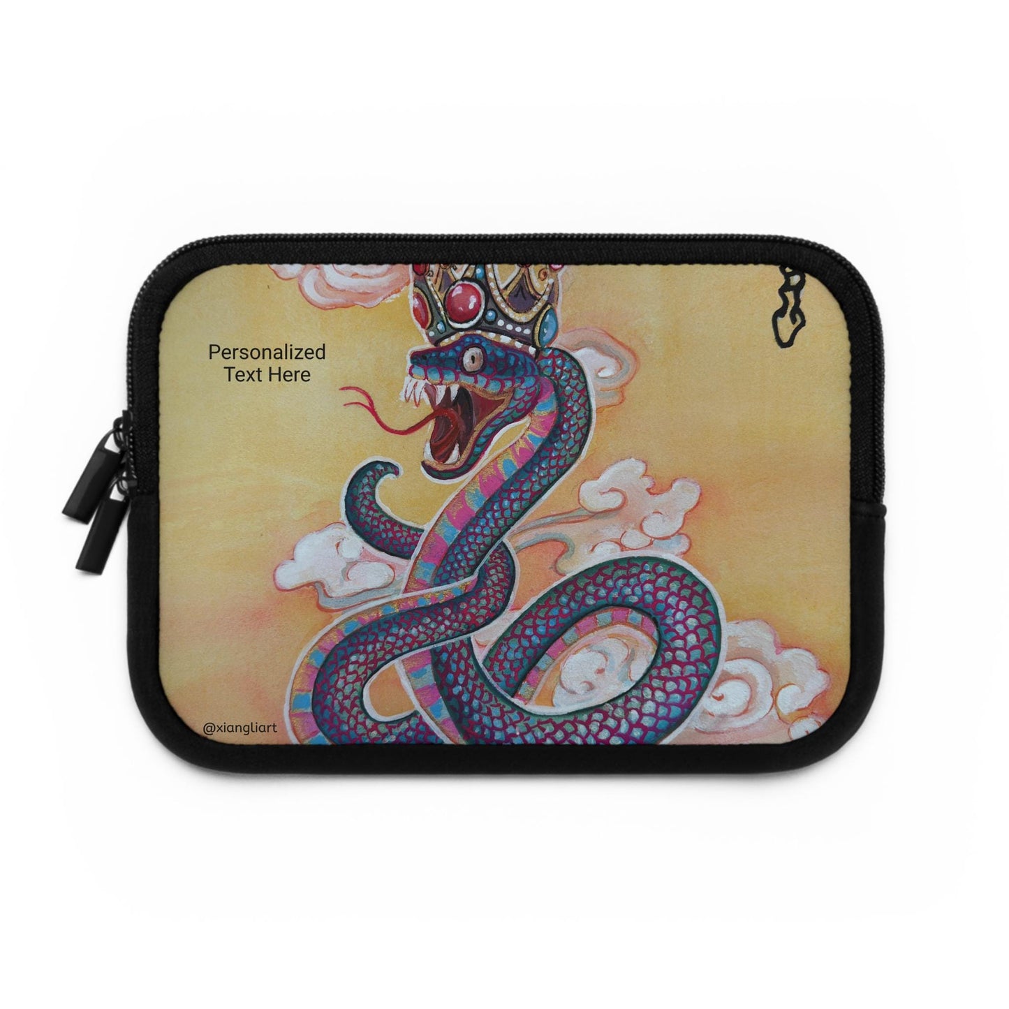 Chinese Horoscope Snake Lunar New Year Gift Colorful Crowned Snake Illustration Laptop Sleeve | Personalized Option