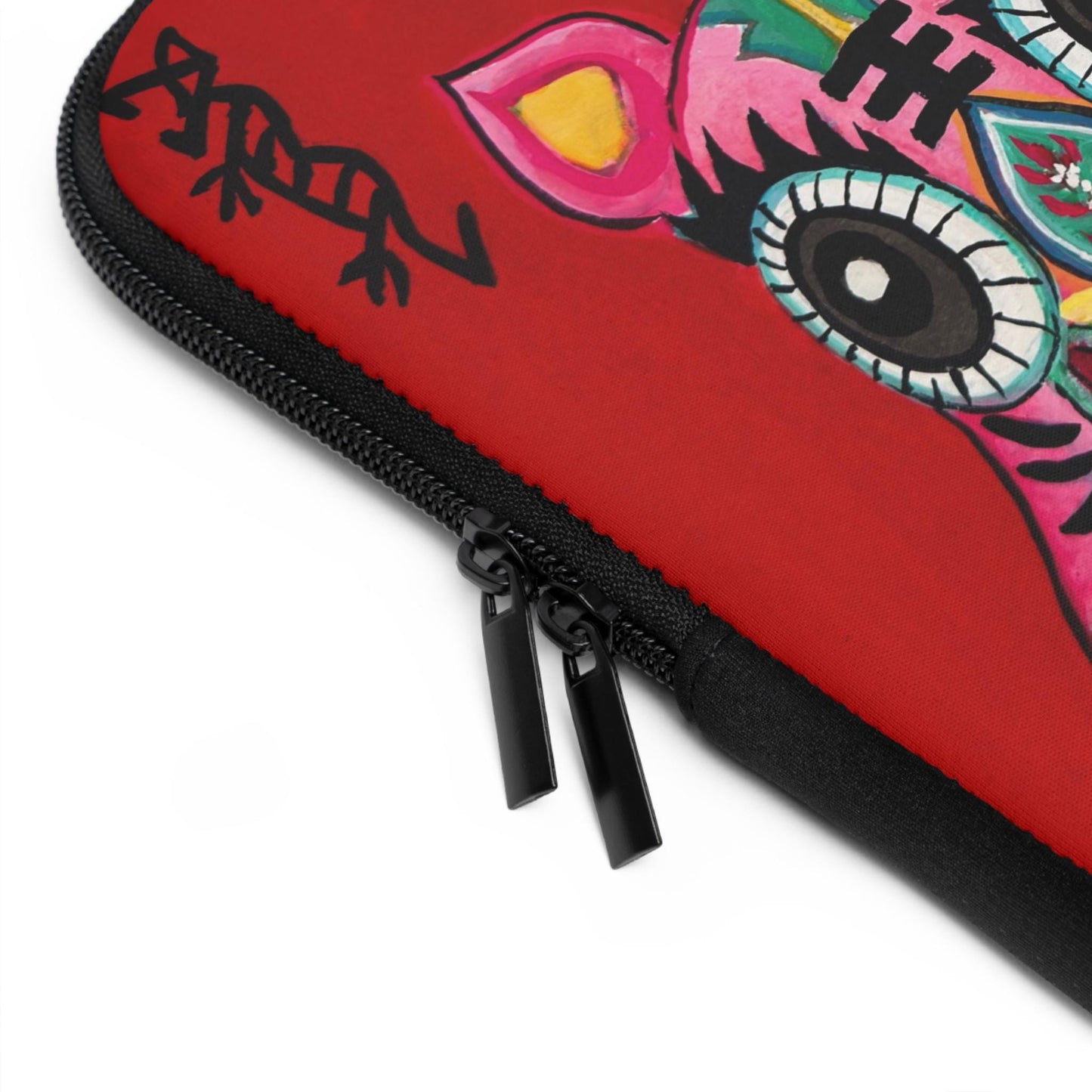 Chinese Horoscope Lunar New Year Tiger Mask Trio Laptop Sleeve | Colorful Chinese Lion Art, Protective Neoprene