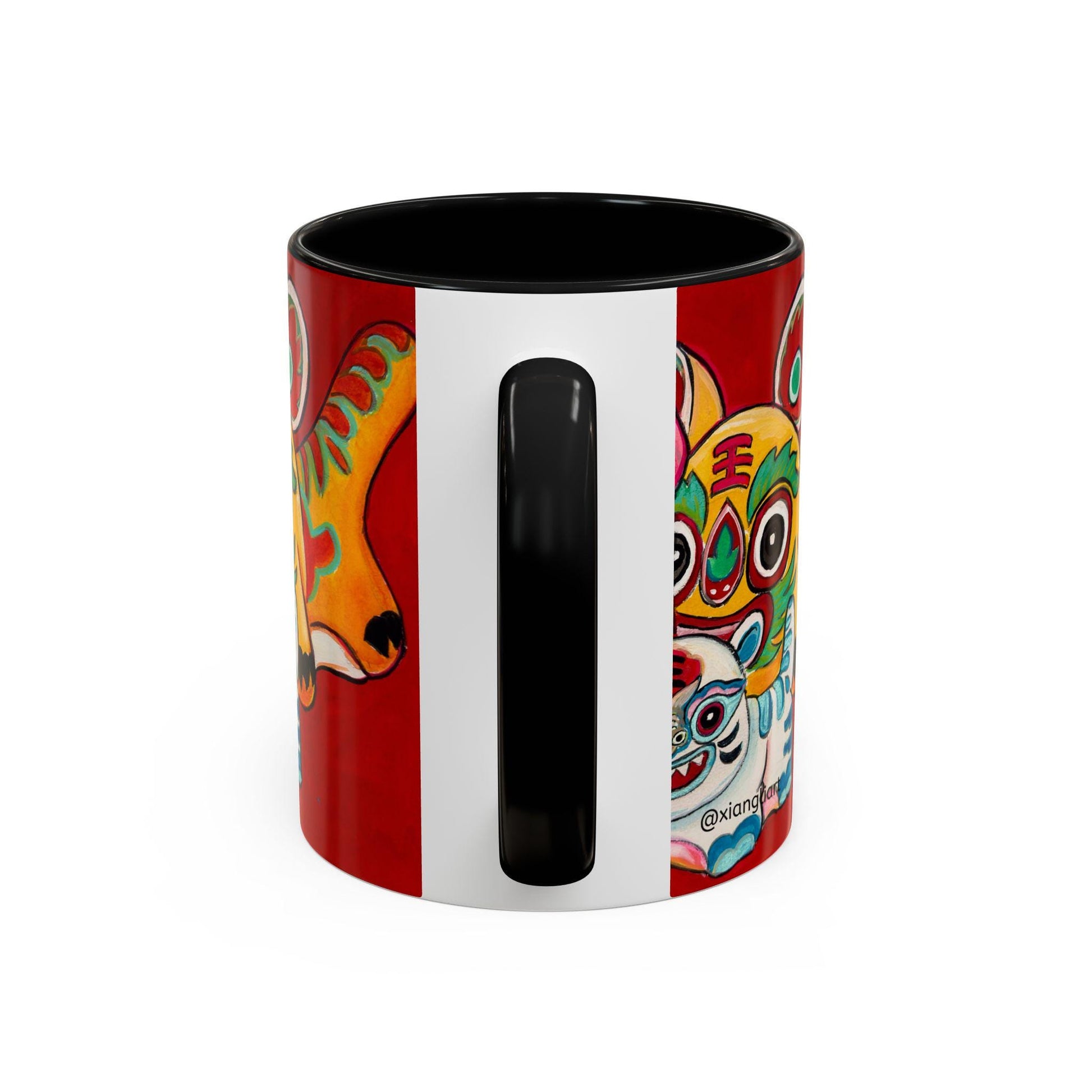 Chinese Horoscope Tiger, Lunar New Year Gift, Colorful Chinese Tiger Folk Art Mug | Accent Coffee Mug 11oz 15oz