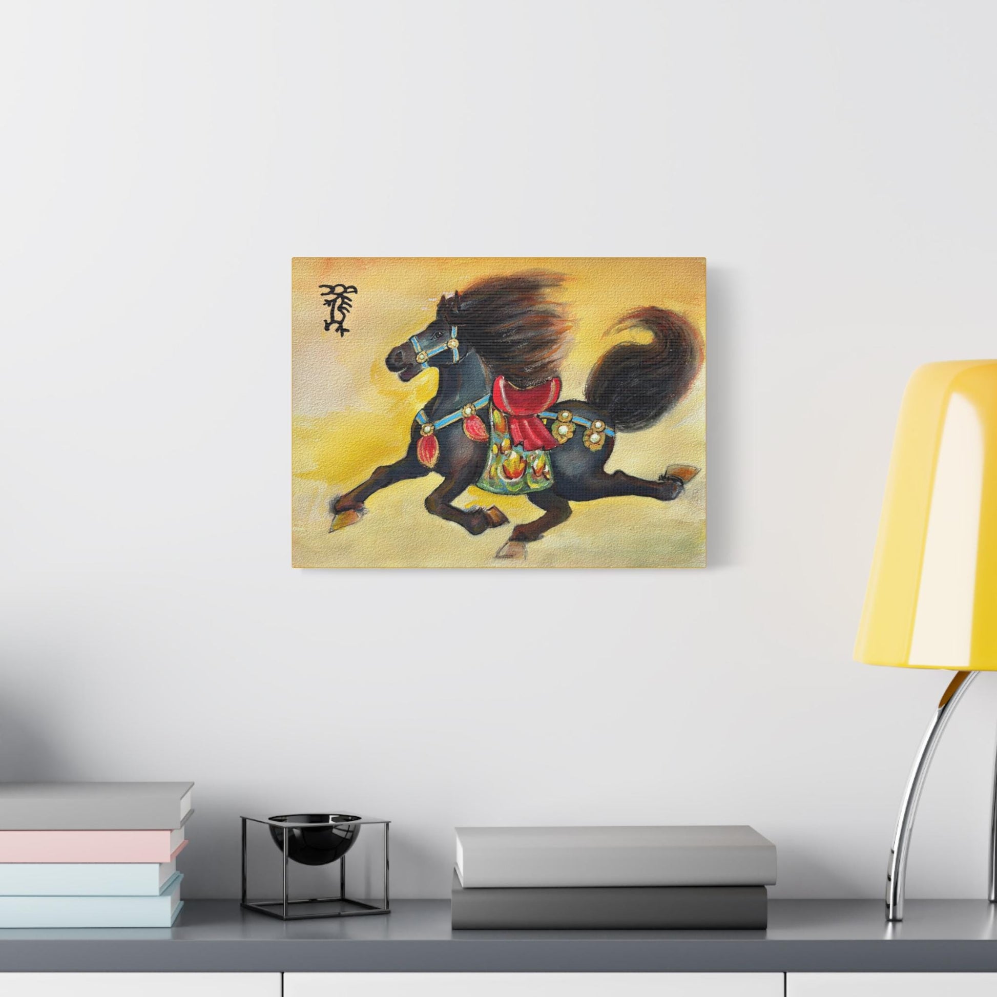 Chinese Horoscope Horse Lunar New Year 2026 Black Horse Painting Matte Canvas