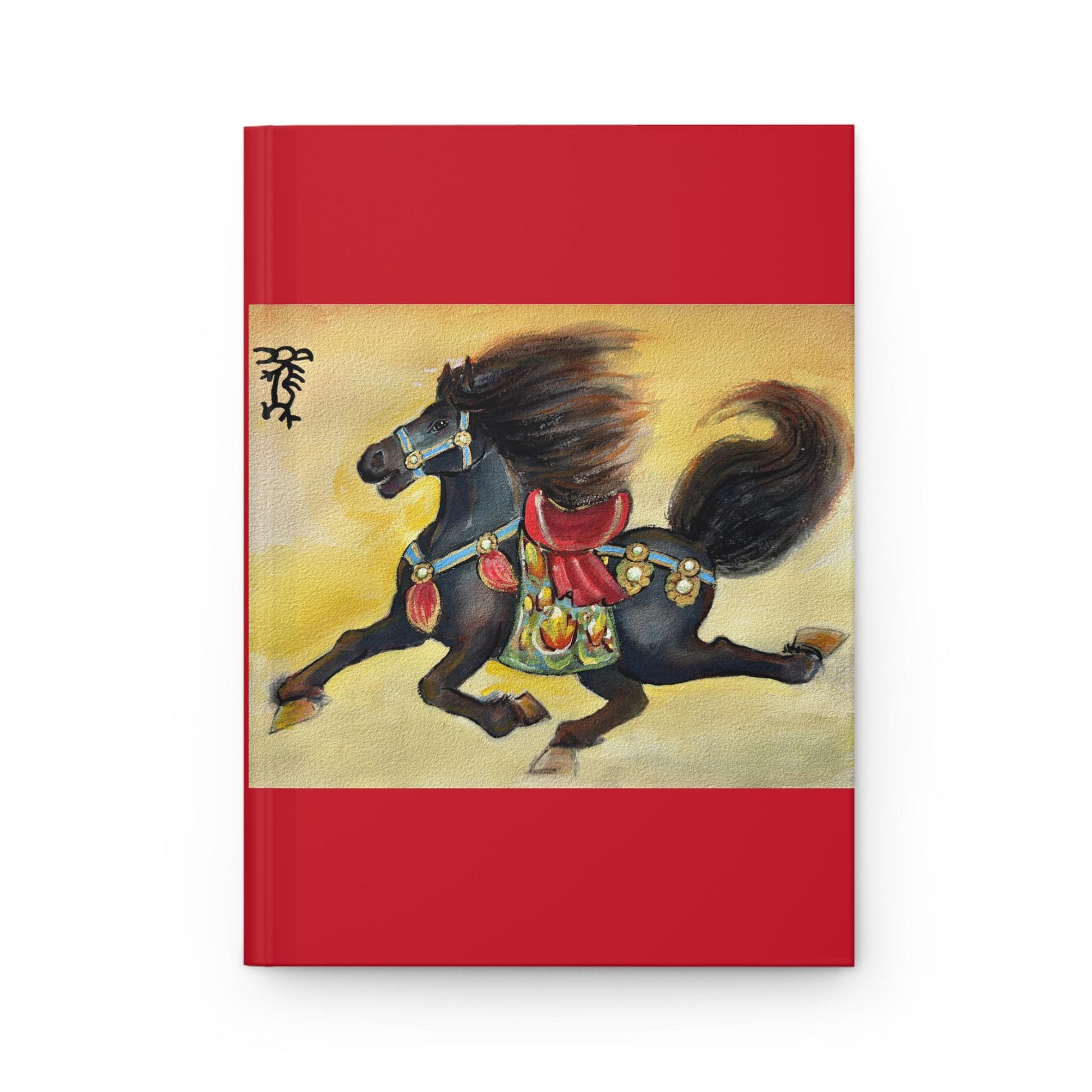 Chinese Watercolor Horse Hardcover Journal, Year of the Horse Gift, Lunar New Year 2026, Writers Notebook, Matte Cover