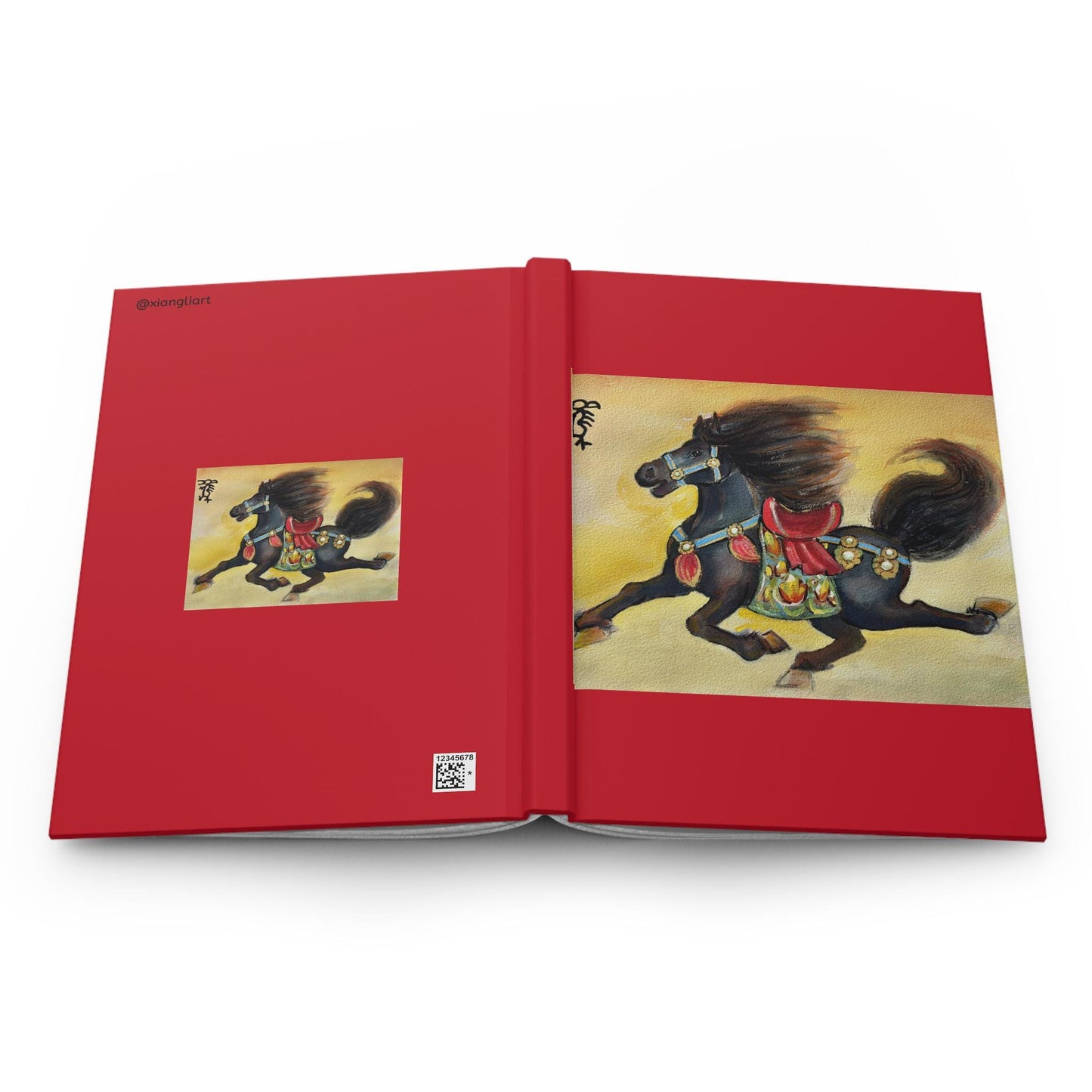 Chinese Watercolor Horse Hardcover Journal, Year of the Horse Gift, Lunar New Year 2026, Writers Notebook, Matte Cover