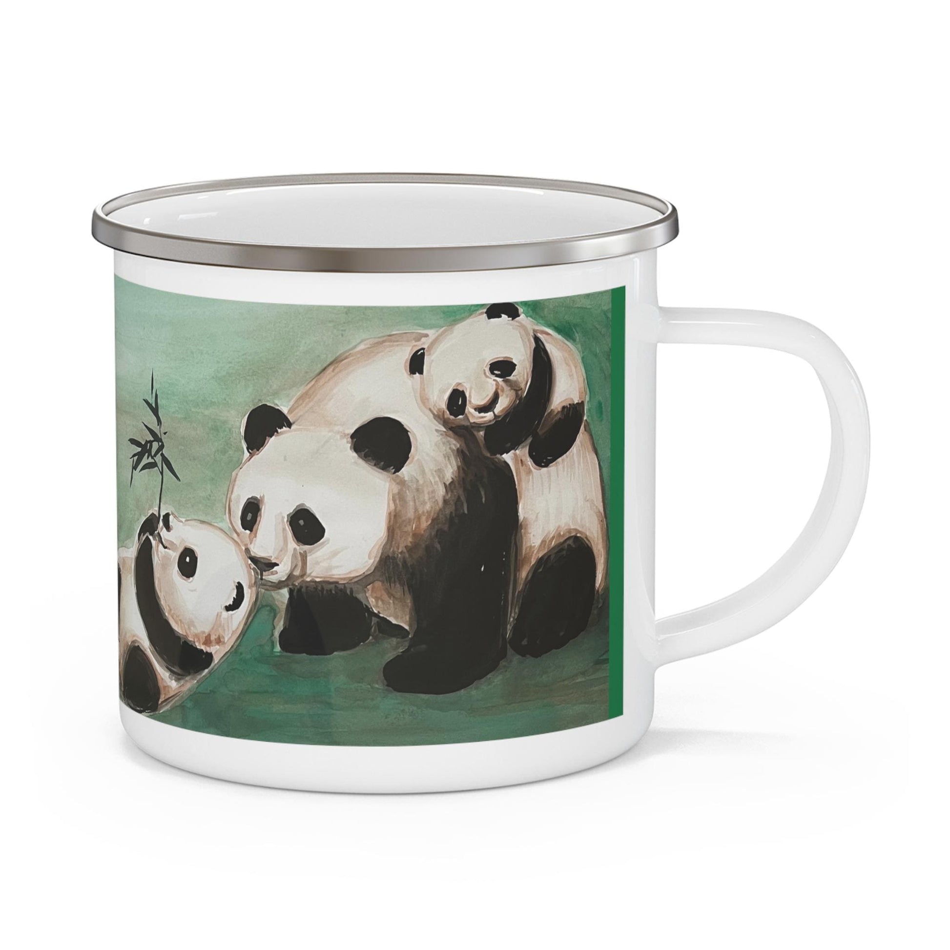 Panda Family Enamel Camping Mug | Bamboo Art Outdoors