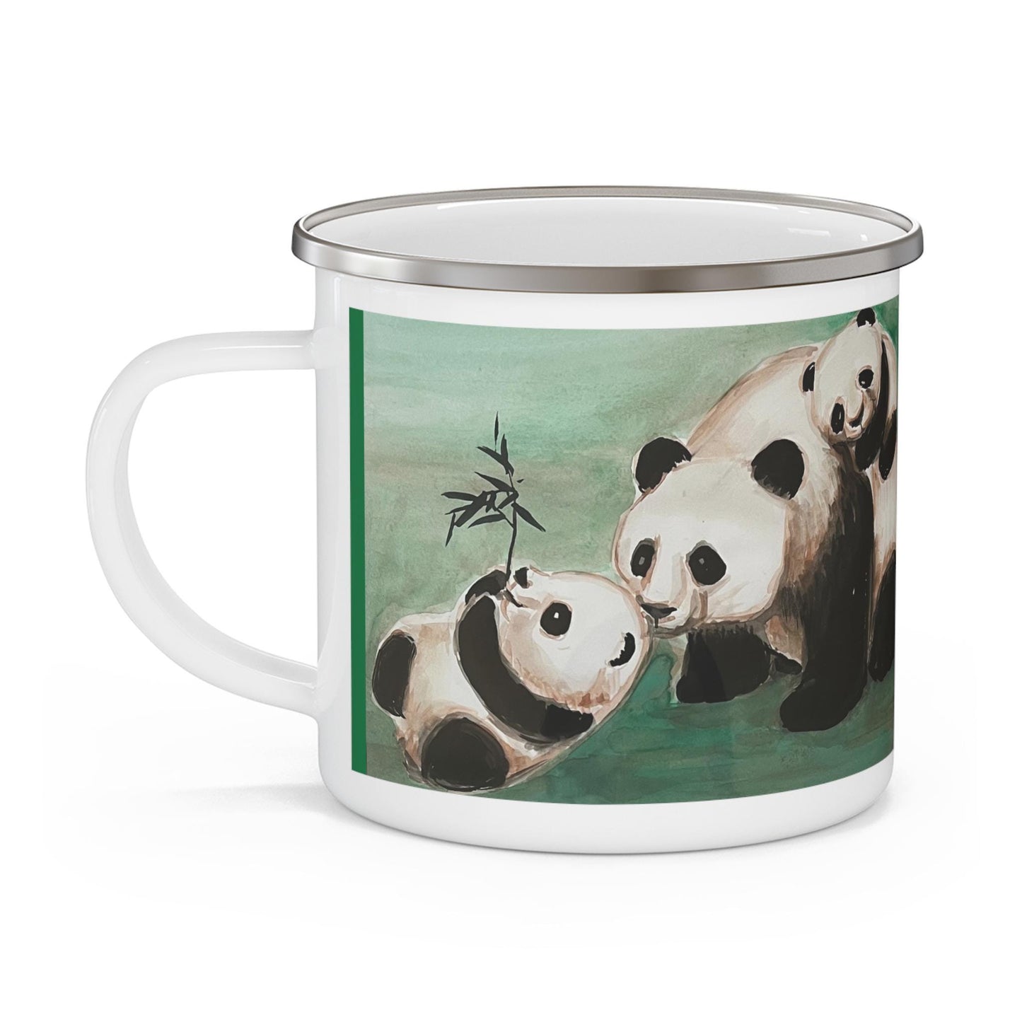 Panda Family Enamel Camping Mug | Bamboo Art Outdoors