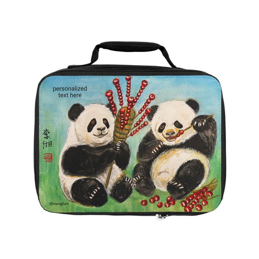 Pandas with Berries Lunch Bag | Personalized Kids Lunchbox