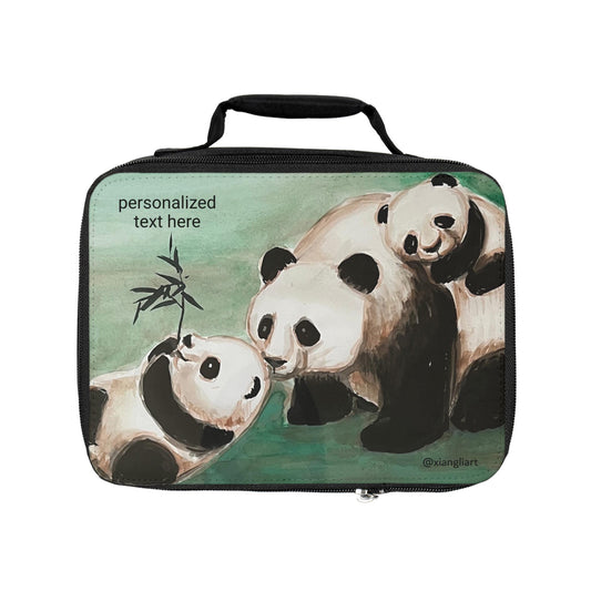 Panda Family Illustration Lunch Bag | Personalized Kids Bento Bag