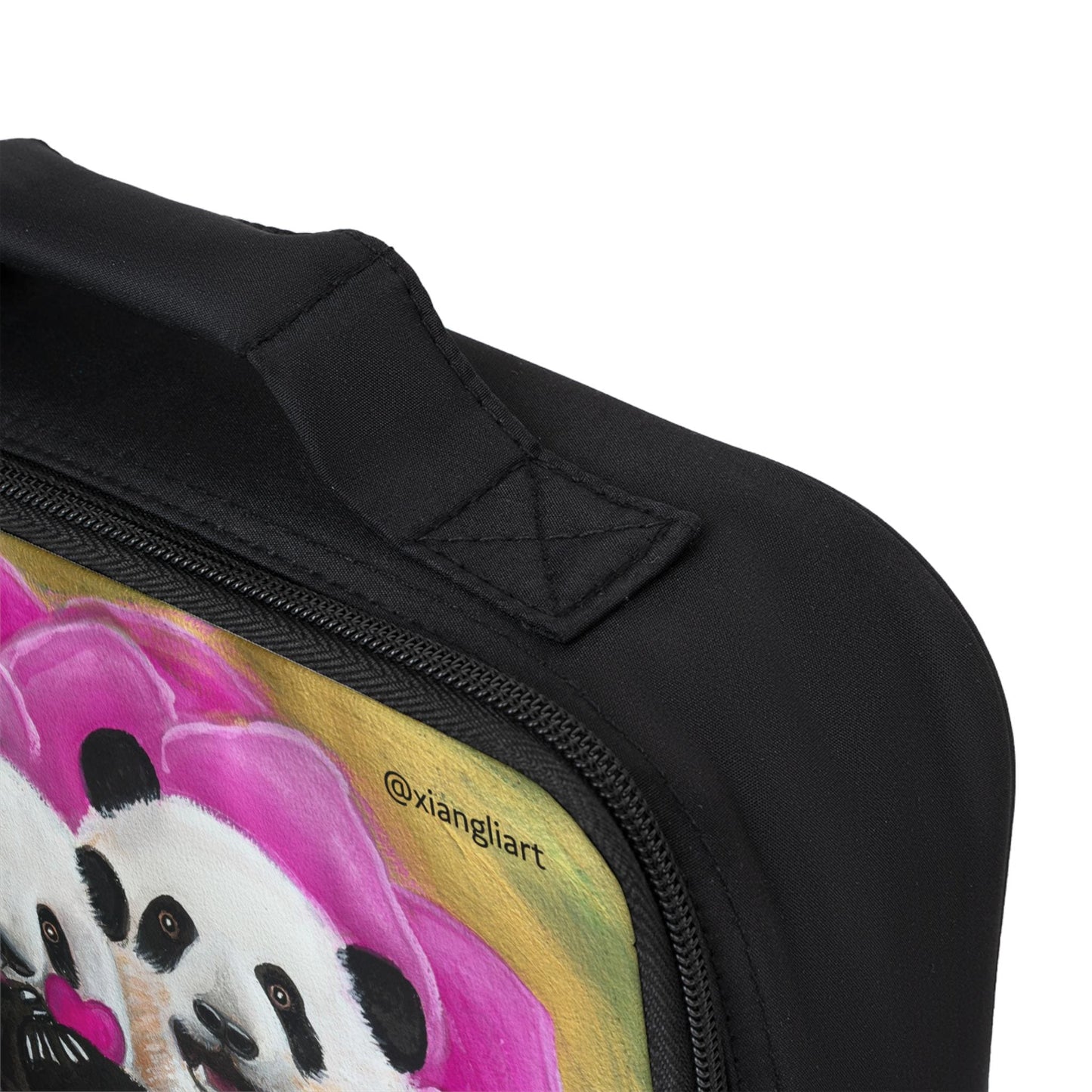 Panda Hug Flower Lunch Bag | Cute Panda Twins in Pink Bloom