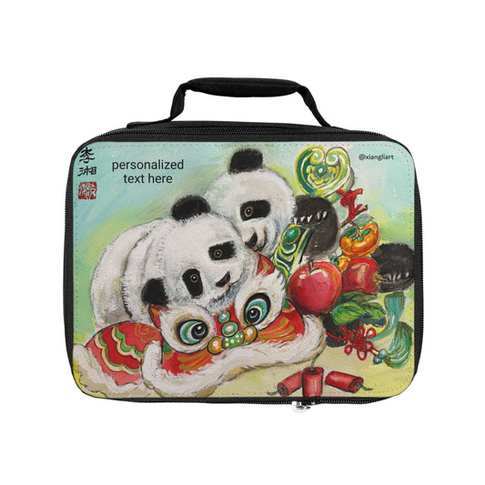 Panda Lion Dance Artwork Lunch Bag | Asian New Year, Cute Panda Design